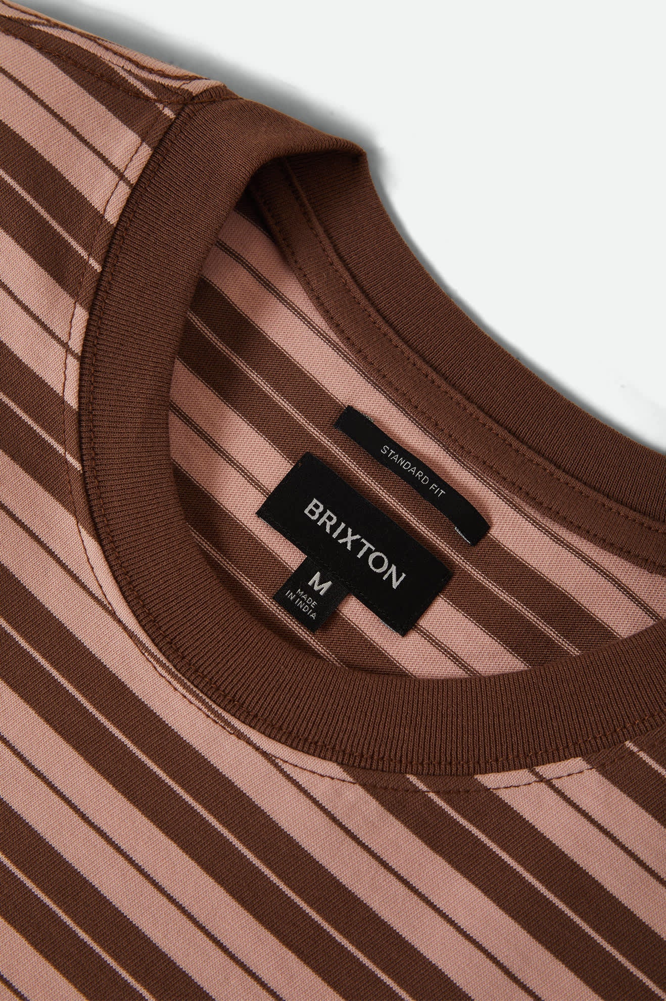 Brixton - Nova Stripe Pocket Tee - Pinecone Brown/Silver Pink Worn