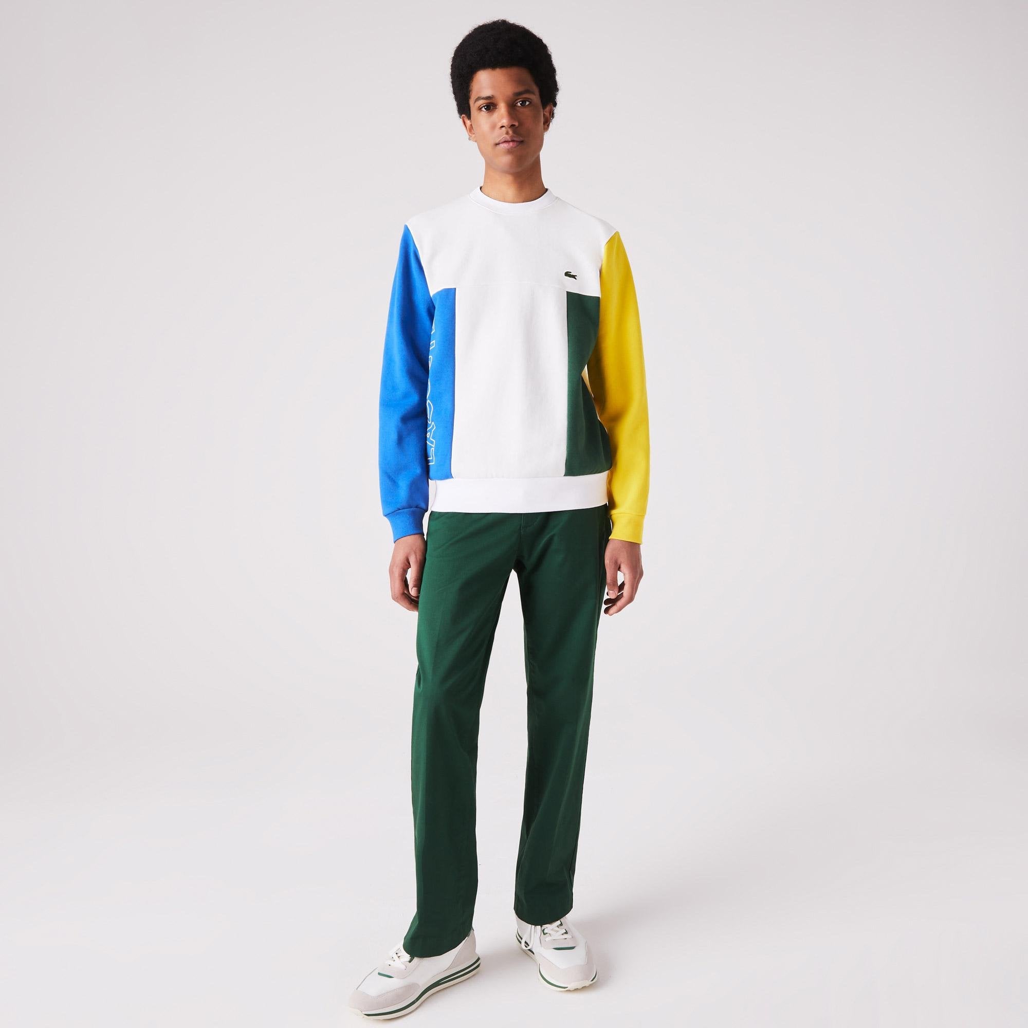 Lacoste - Colour-Block Cotton Fleece Sweatshirt - White/Blue/Yellow