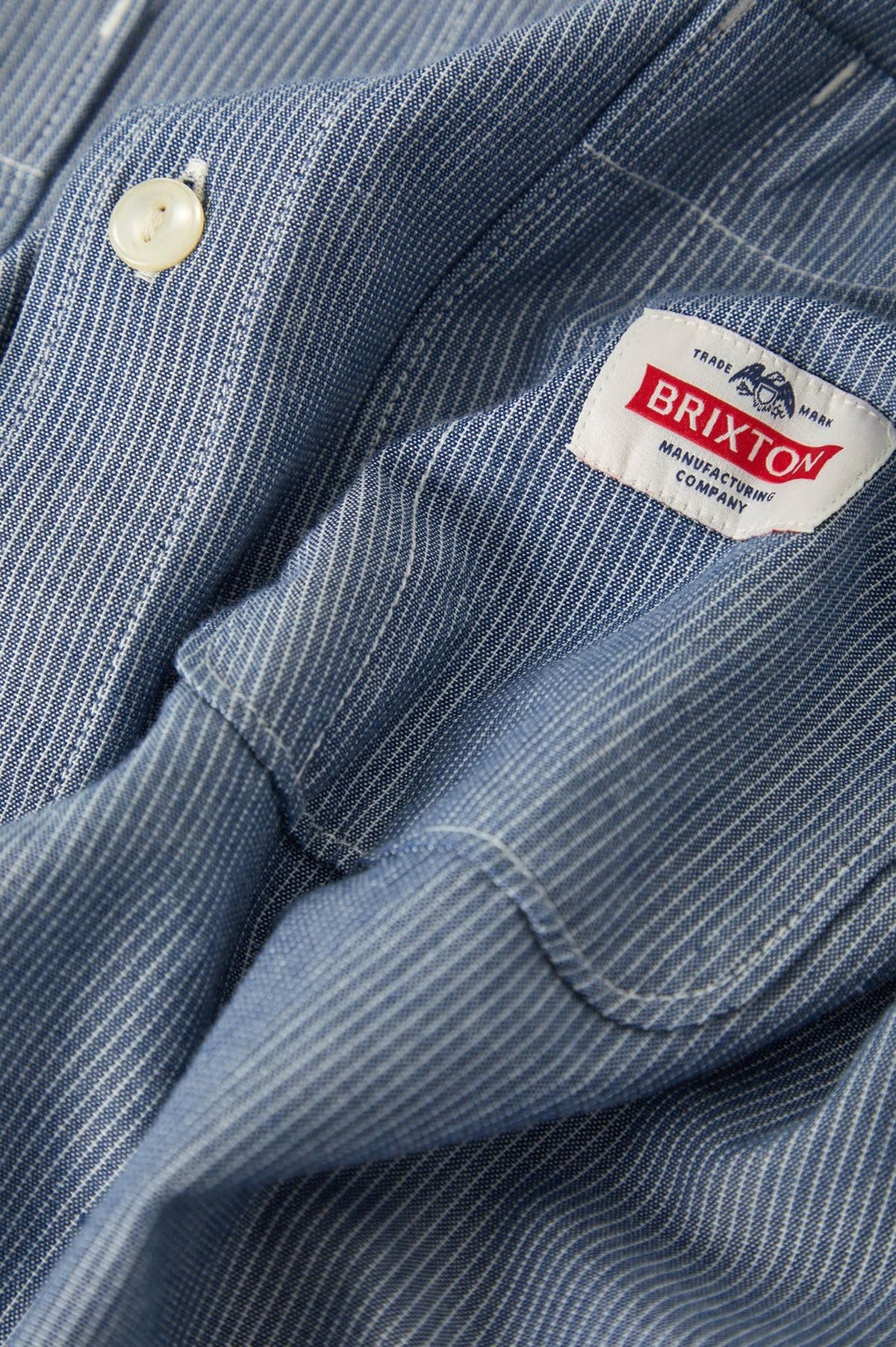 Brixton - Trademark LS Shirt - Blue Chambray Micro Stripe
