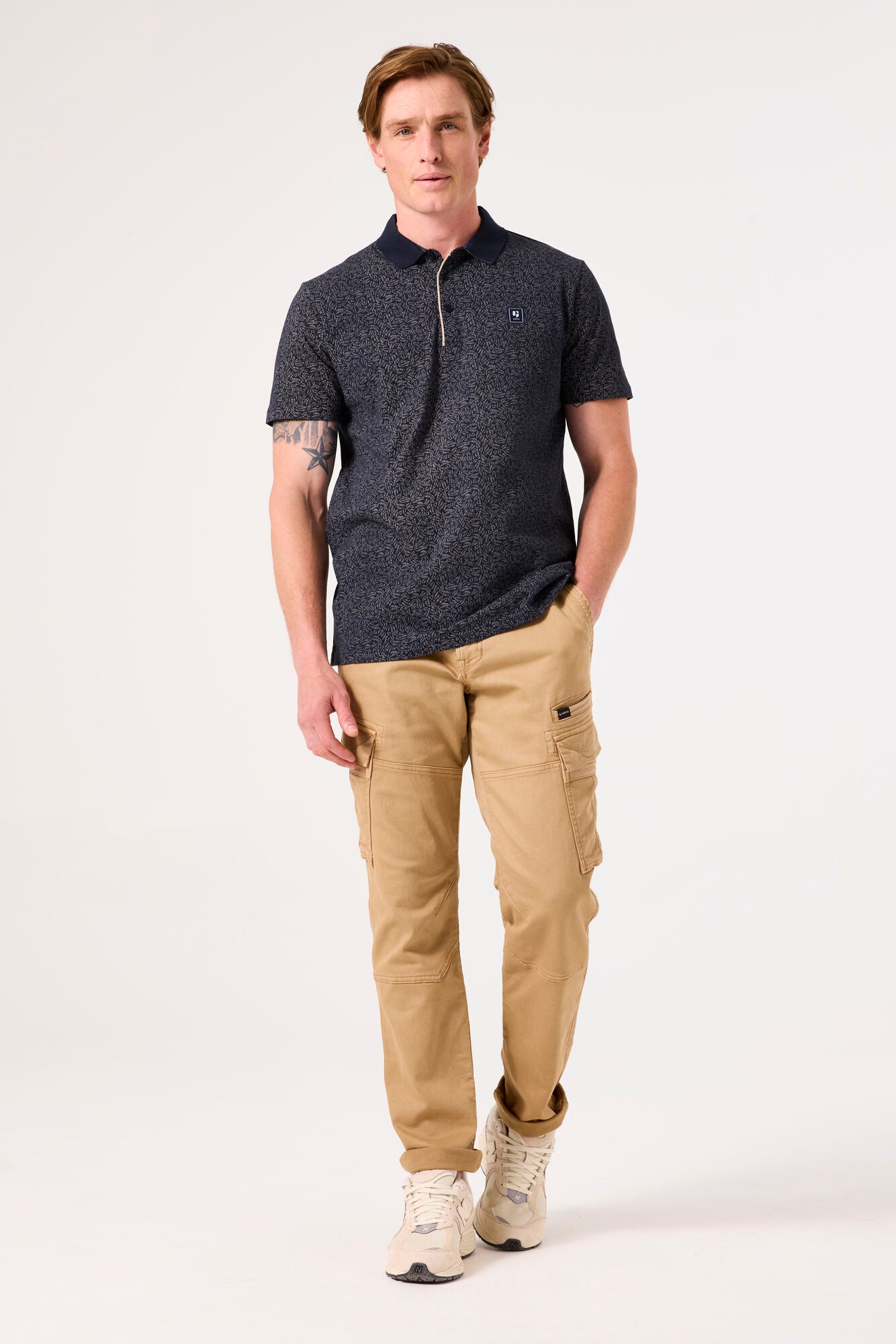 Garcia - Fern Print SS Polo - Deep Ink