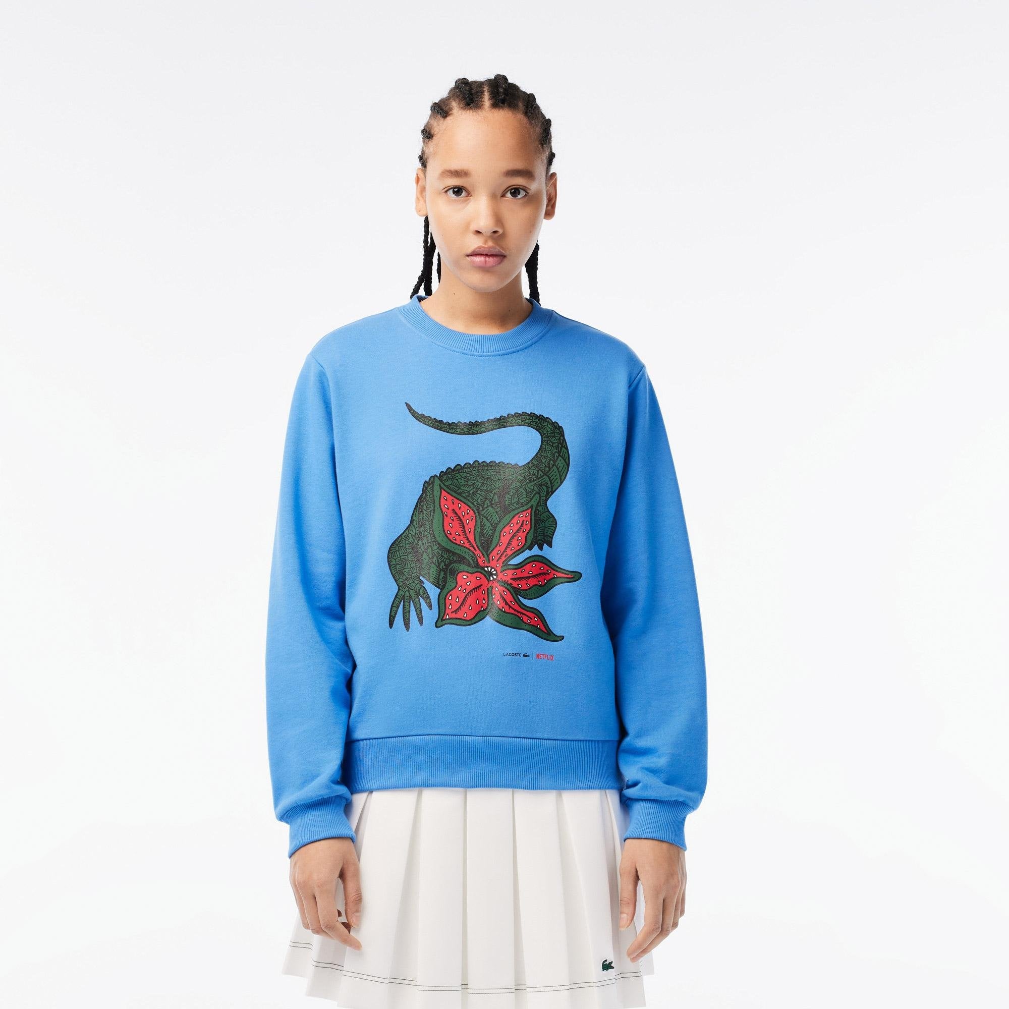 Lacoste - Netflix Loose Fit Organic Cotton Sweatshirt - Blue