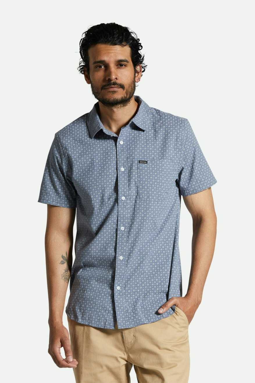 Brixton - Charter Print SS Shirt - Flint Stone Blue Micro