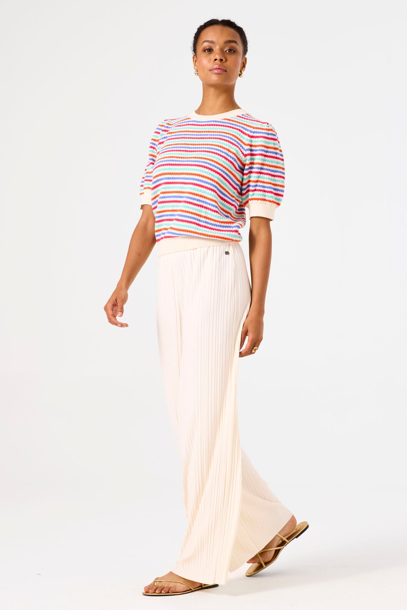 Garcia - Striped Knit SS Pullover - Whitecap