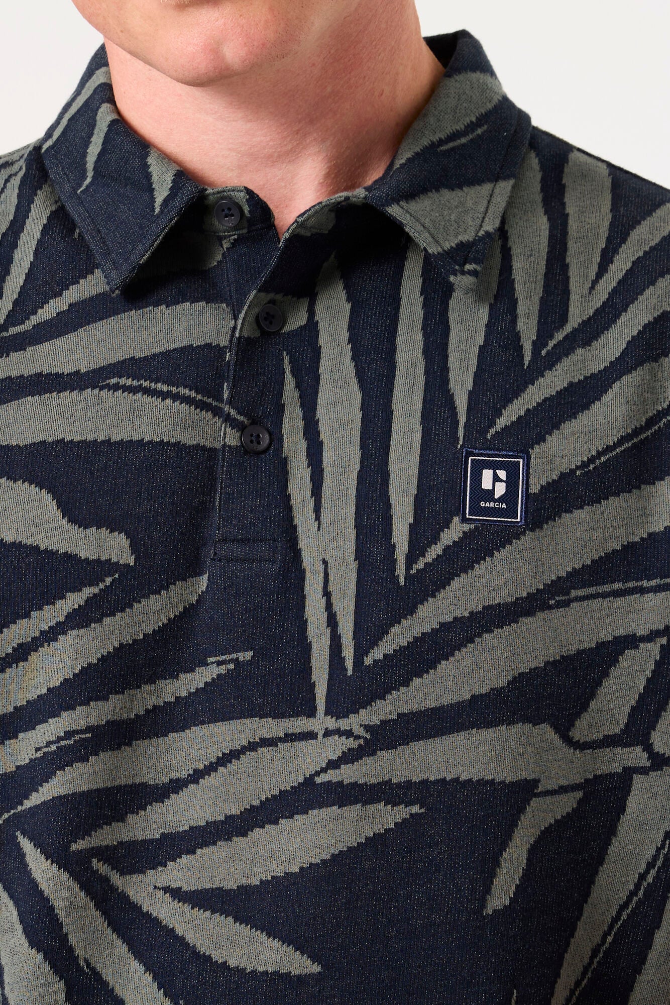 Garcia - Palm Print SS Polo - Deep Ink