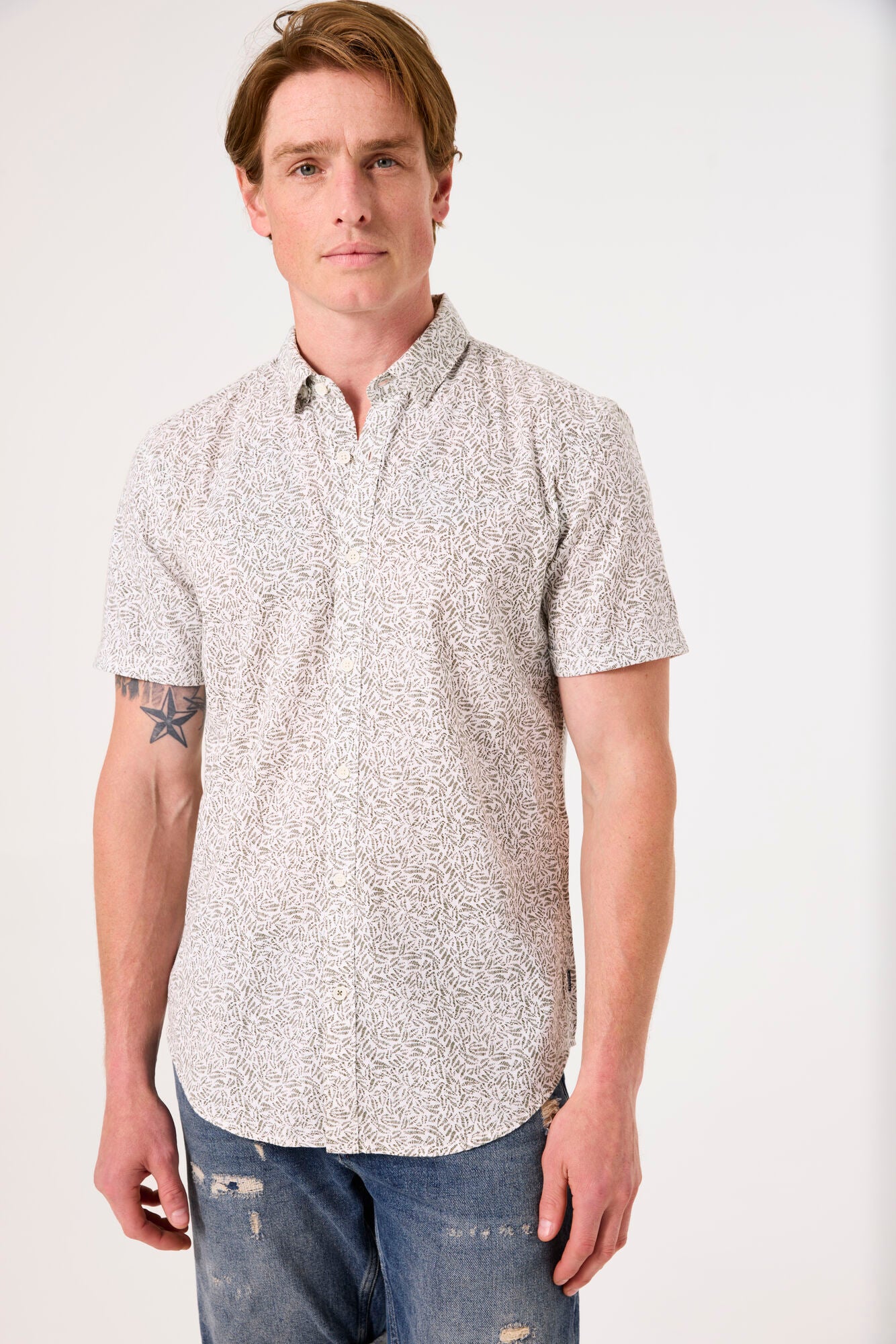 Garcia - Fern Print SS Shirt - White