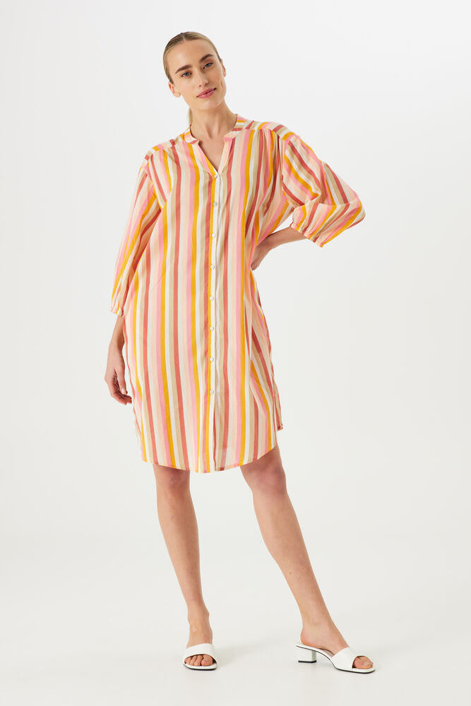Garcia - Tropical Stripe Dress - Off White/Multi