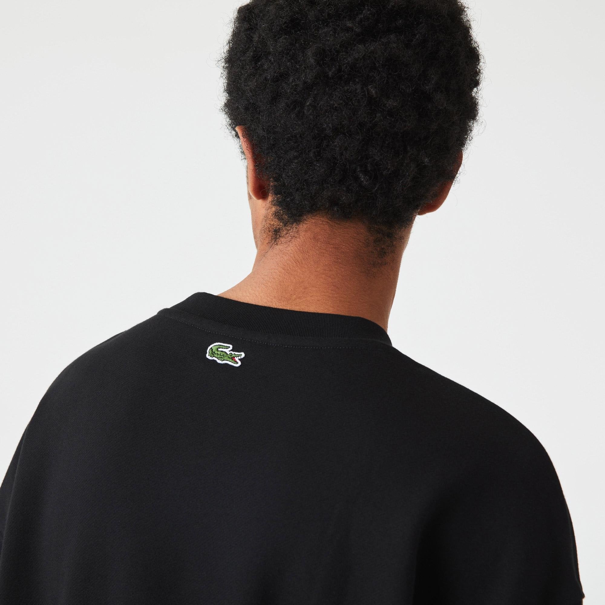 Lacoste - Loose Fit Monogram Print Sweatshirt - Black