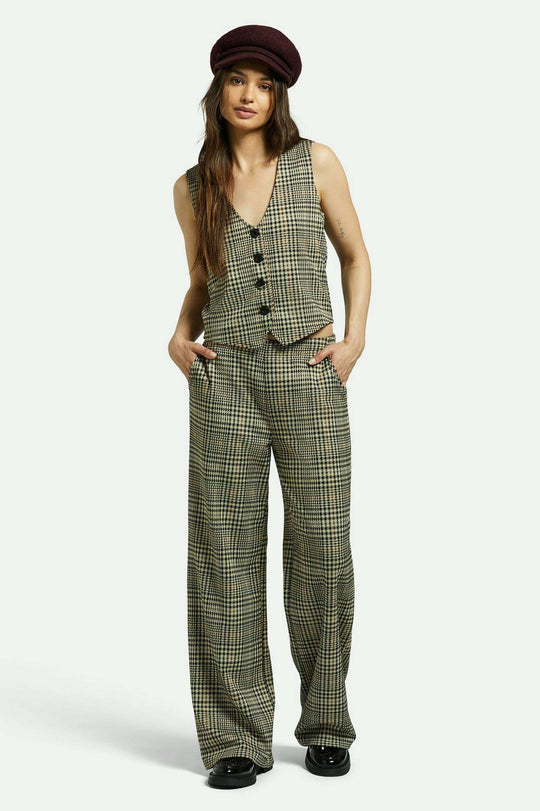 Brixton - Menswear Plaid Leisure Trouser - Winter White/Black Plaid