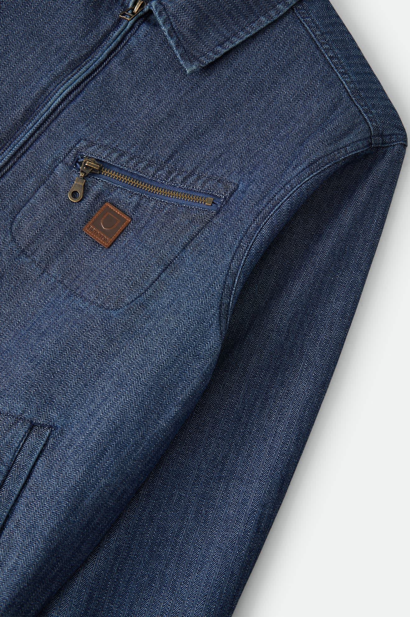 Brixton - Mechanic Garage Zip Jacket - Indigo Herringbone