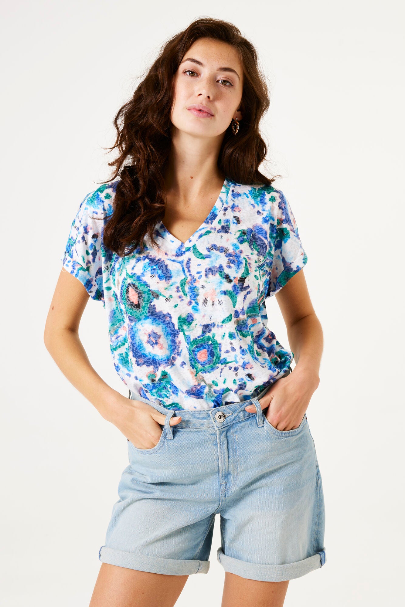 Garcia - Printed V-Neck Tee - Vivid Green