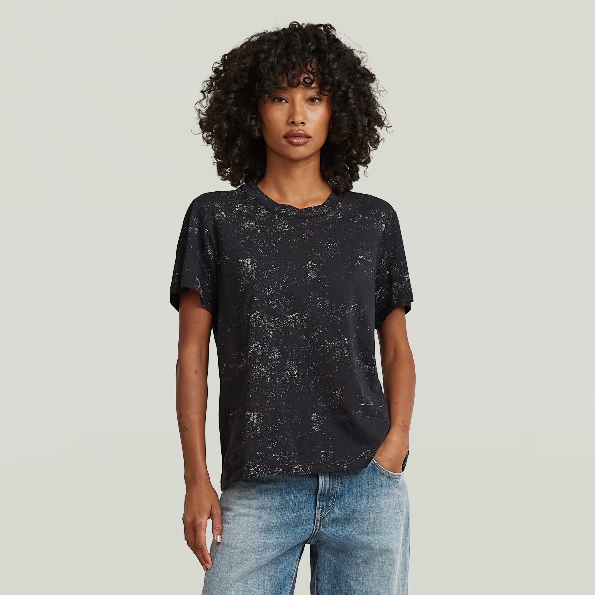 G-Star Raw - Allover Print Tee - Dark Black Wave Spray