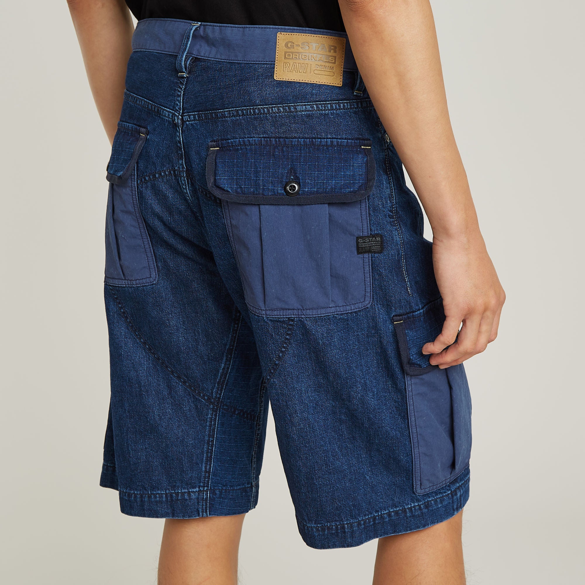 G-Star Raw - Bend 3D Cargo Fabric Mix Short - Faded Indigo Patched