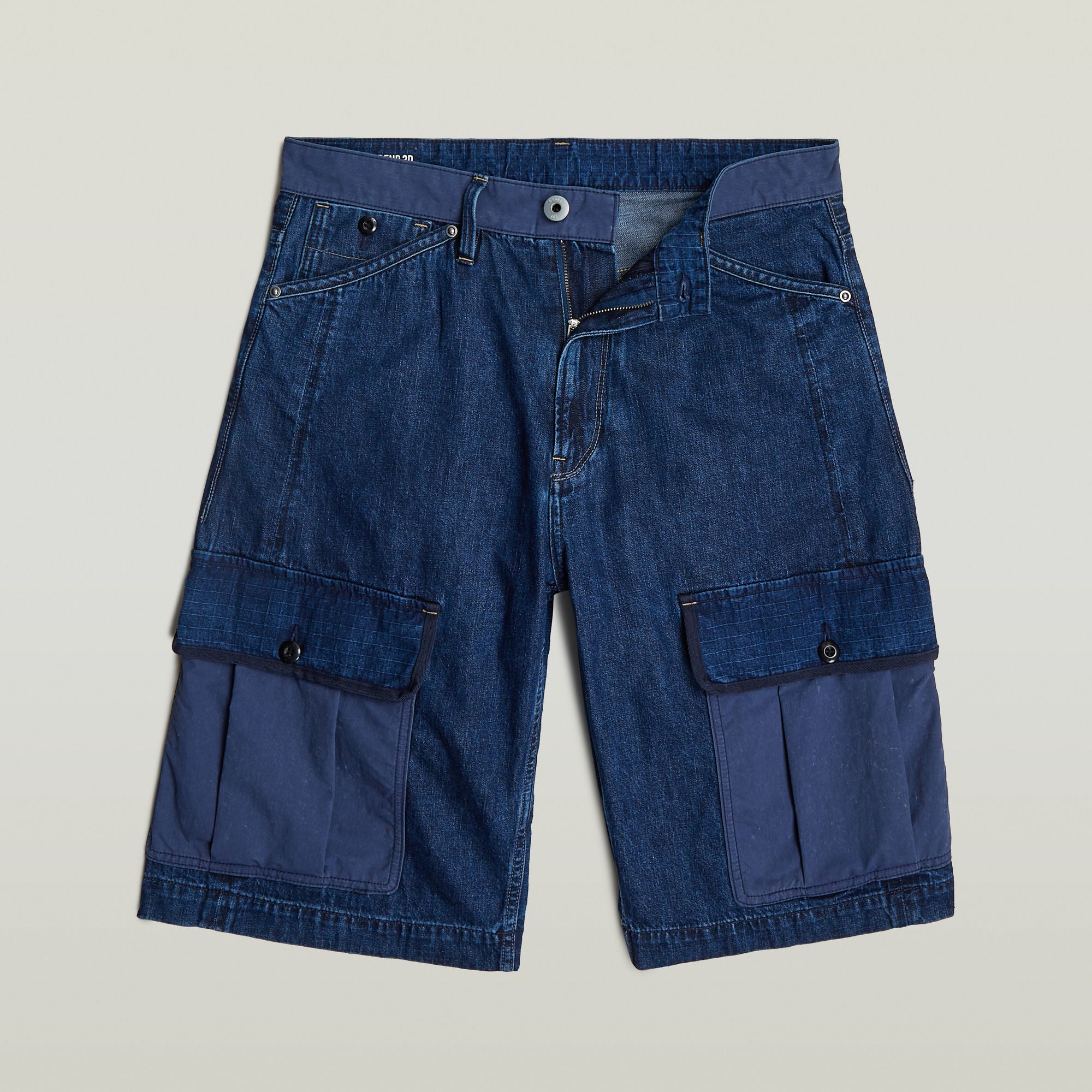 G-Star Raw - Bend 3D Cargo Fabric Mix Short - Faded Indigo Patched