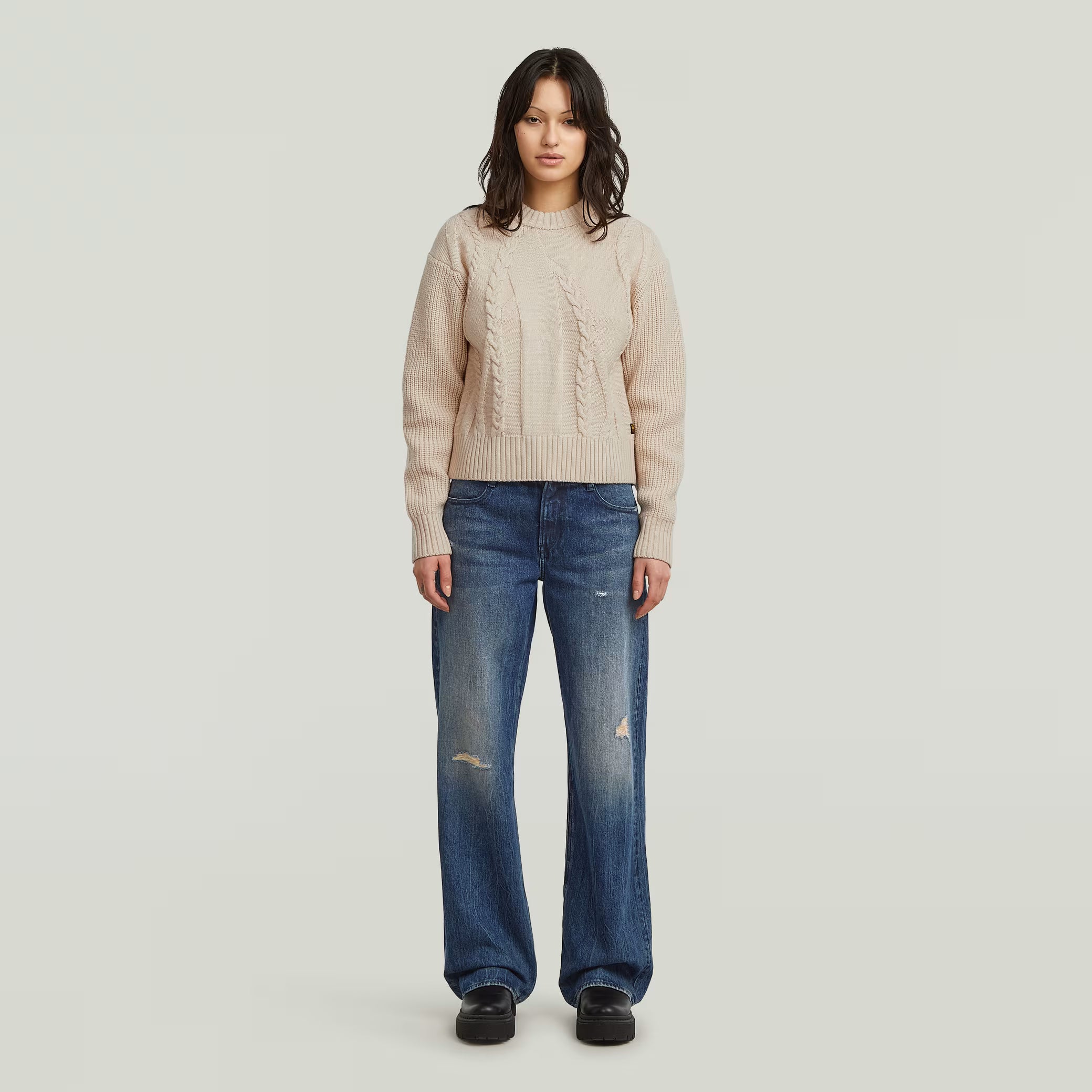 G-Star Raw - Big Cable Knit Pullover - Dark Talc