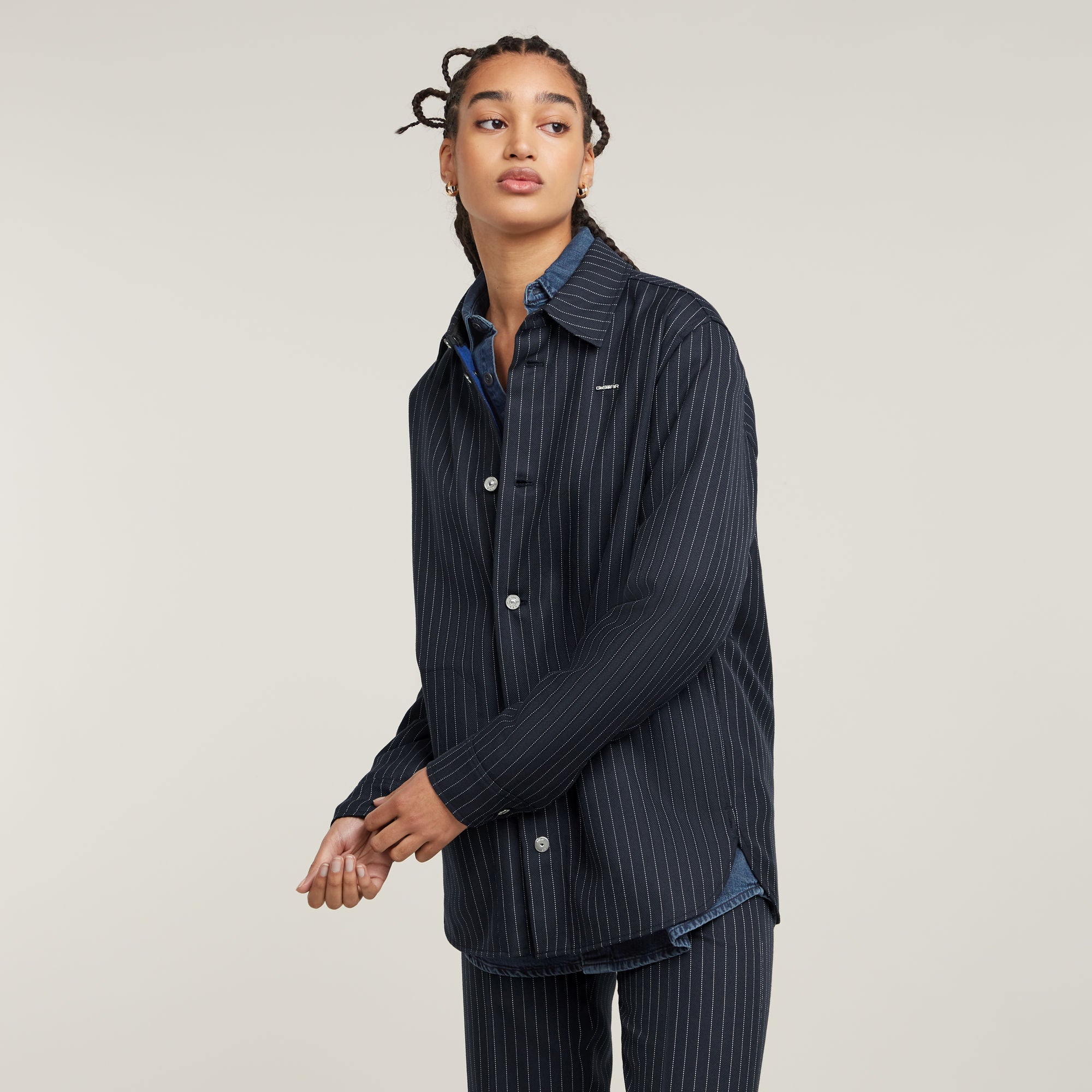 G-Star Raw - Boyfriend LS Overshirt - Osaka Blue Pinstripe