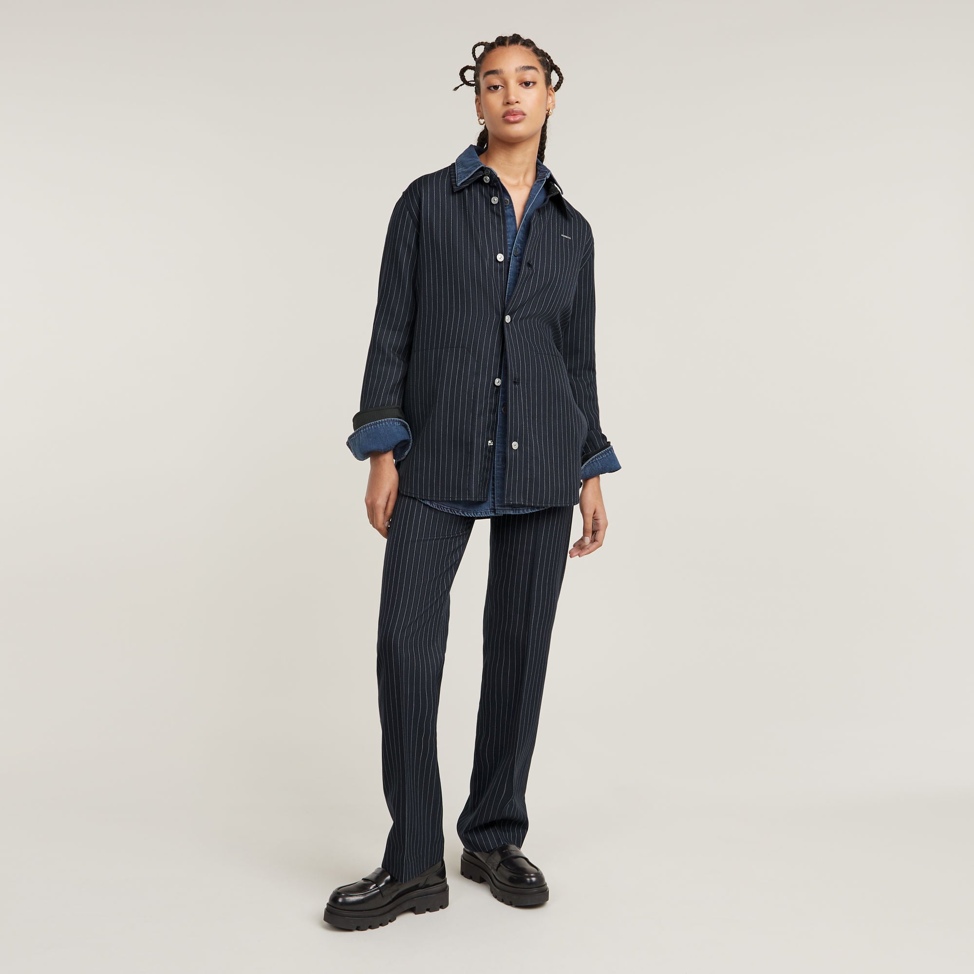 G-Star Raw - Boyfriend LS Overshirt - Osaka Blue Pinstripe