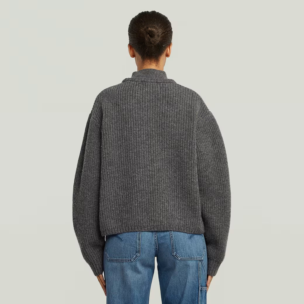 G-Star Raw - Cable Double Collar Knit - Granite Heather