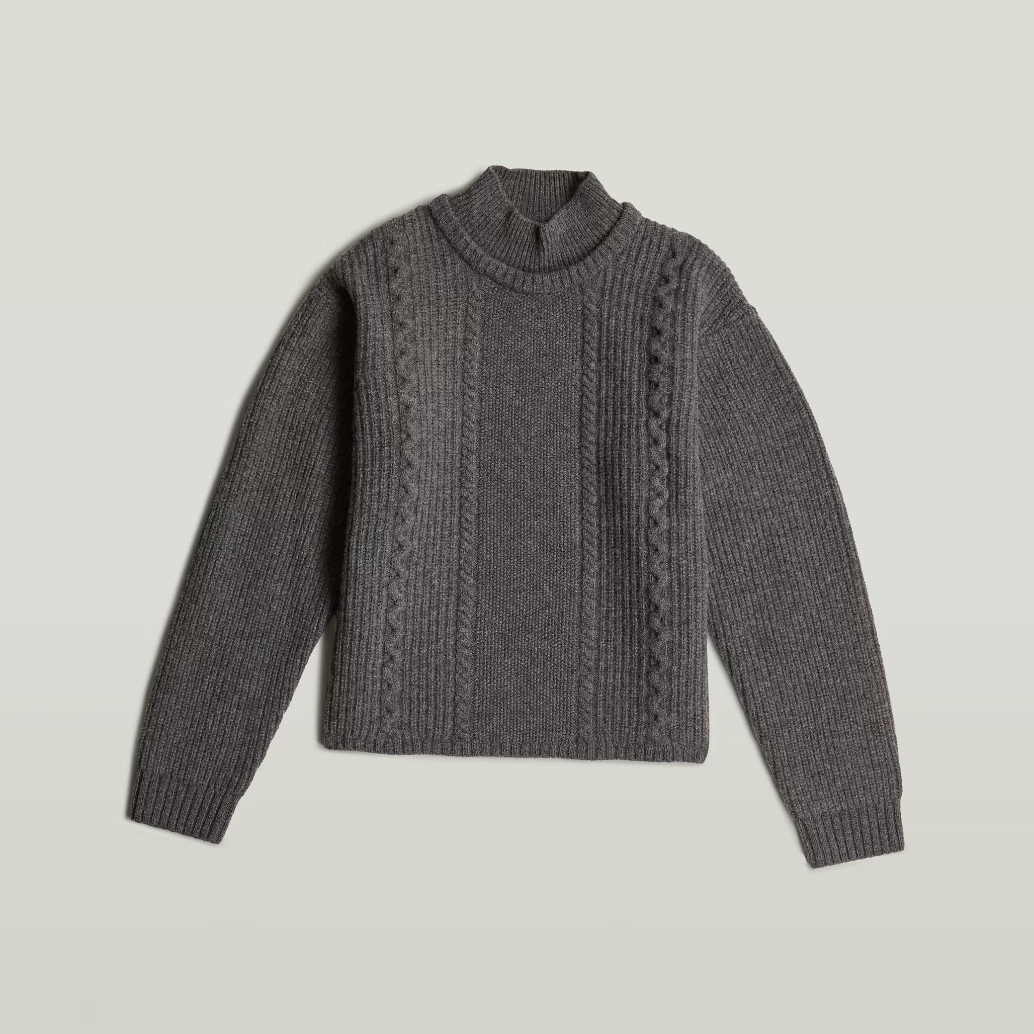 G-Star Raw - Cable Double Collar Knit - Granite Heather