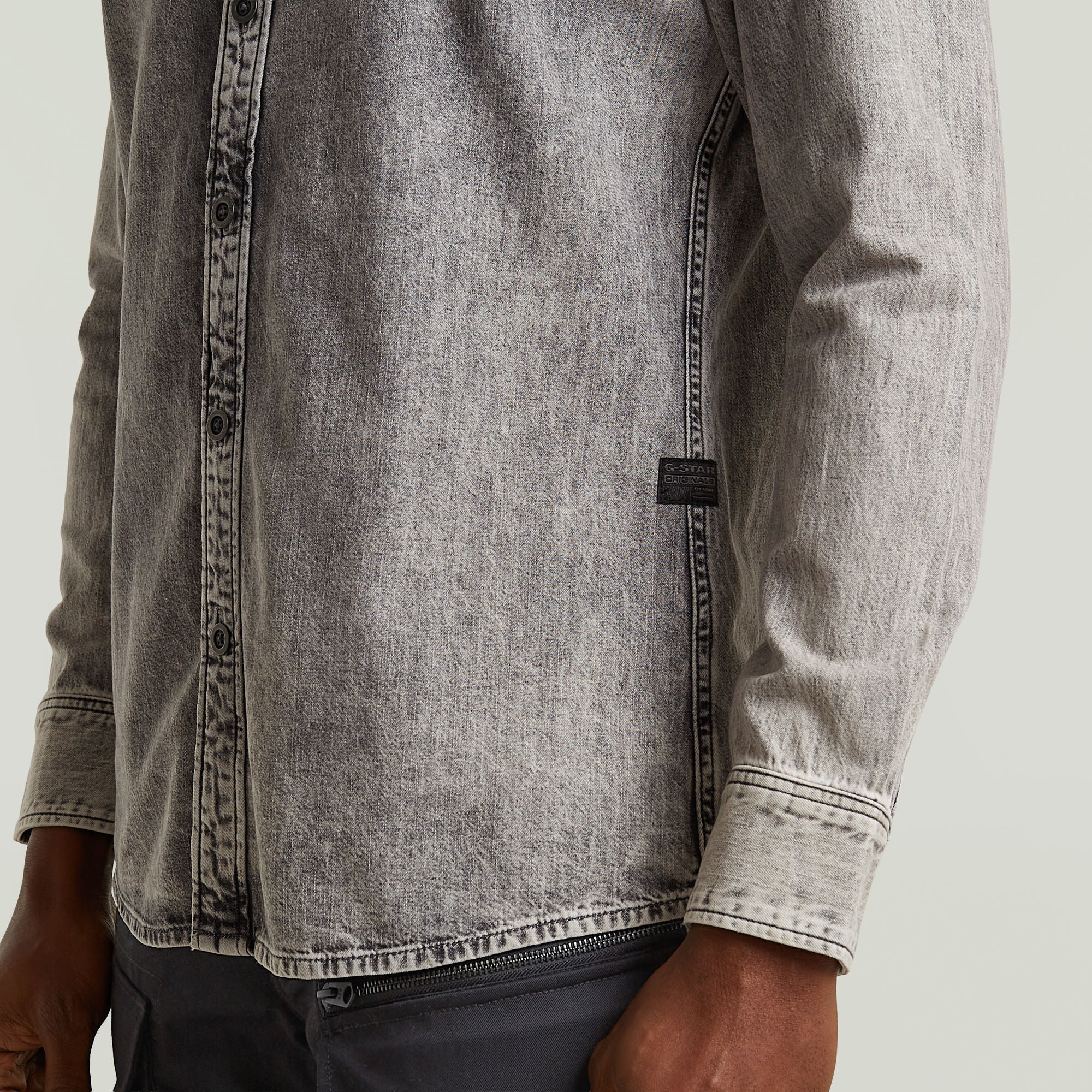 G-Star Raw - Clean Slim LS Shirt - Sun Faded Graphite Grey