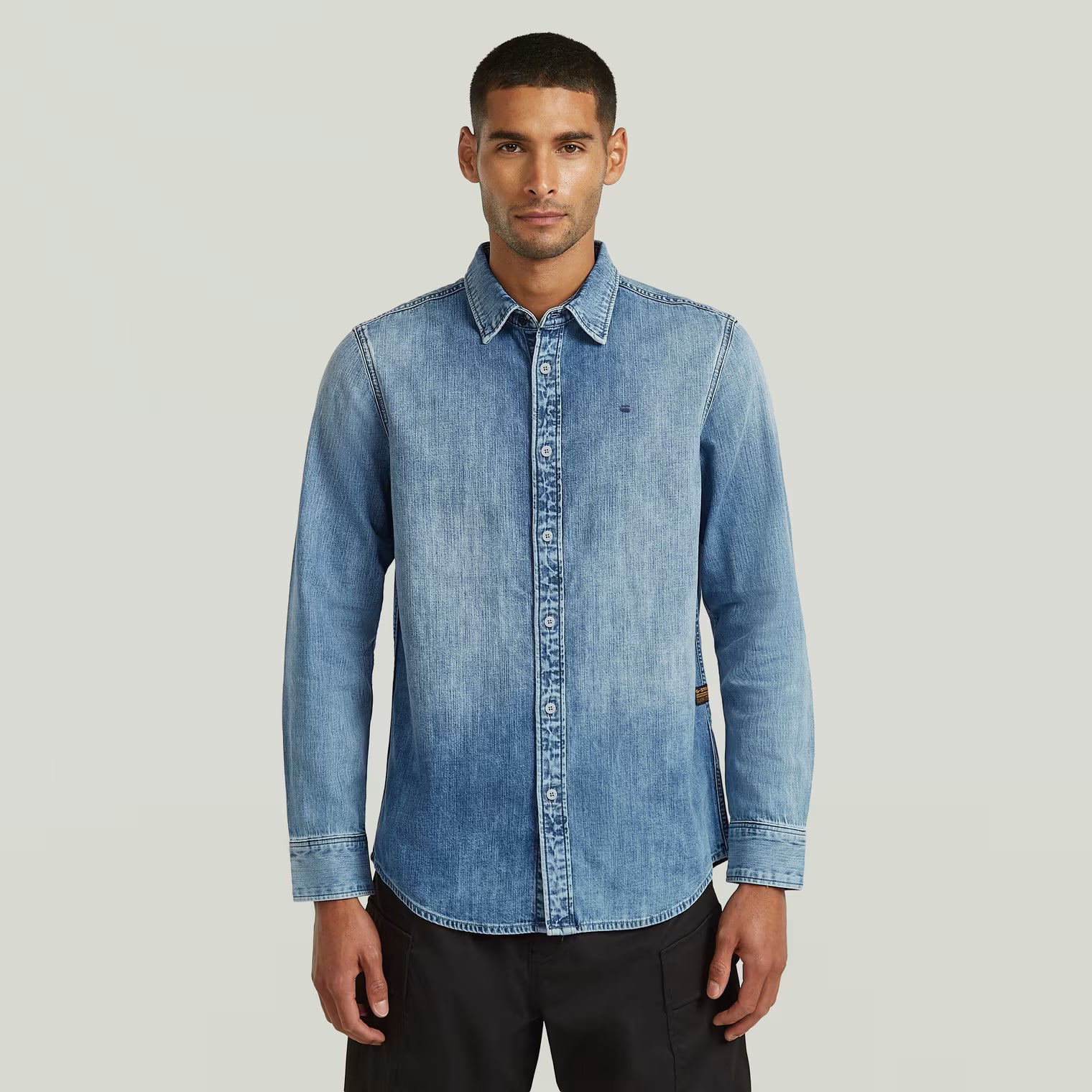 G-Star Raw - Clean Slim LS Shirt - Faded Blue Kyanite