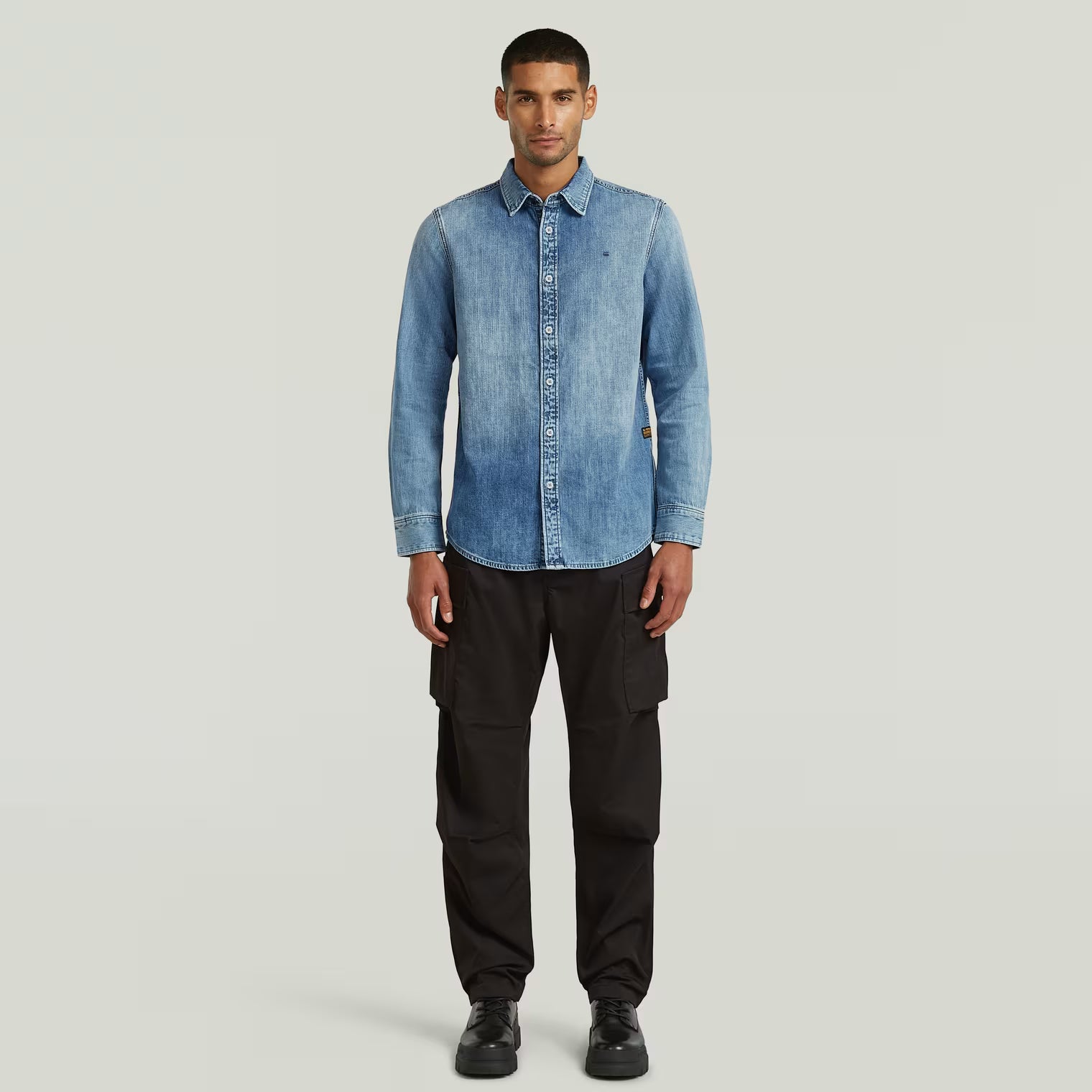 G-Star Raw - Clean Slim LS Shirt - Faded Blue Kyanite