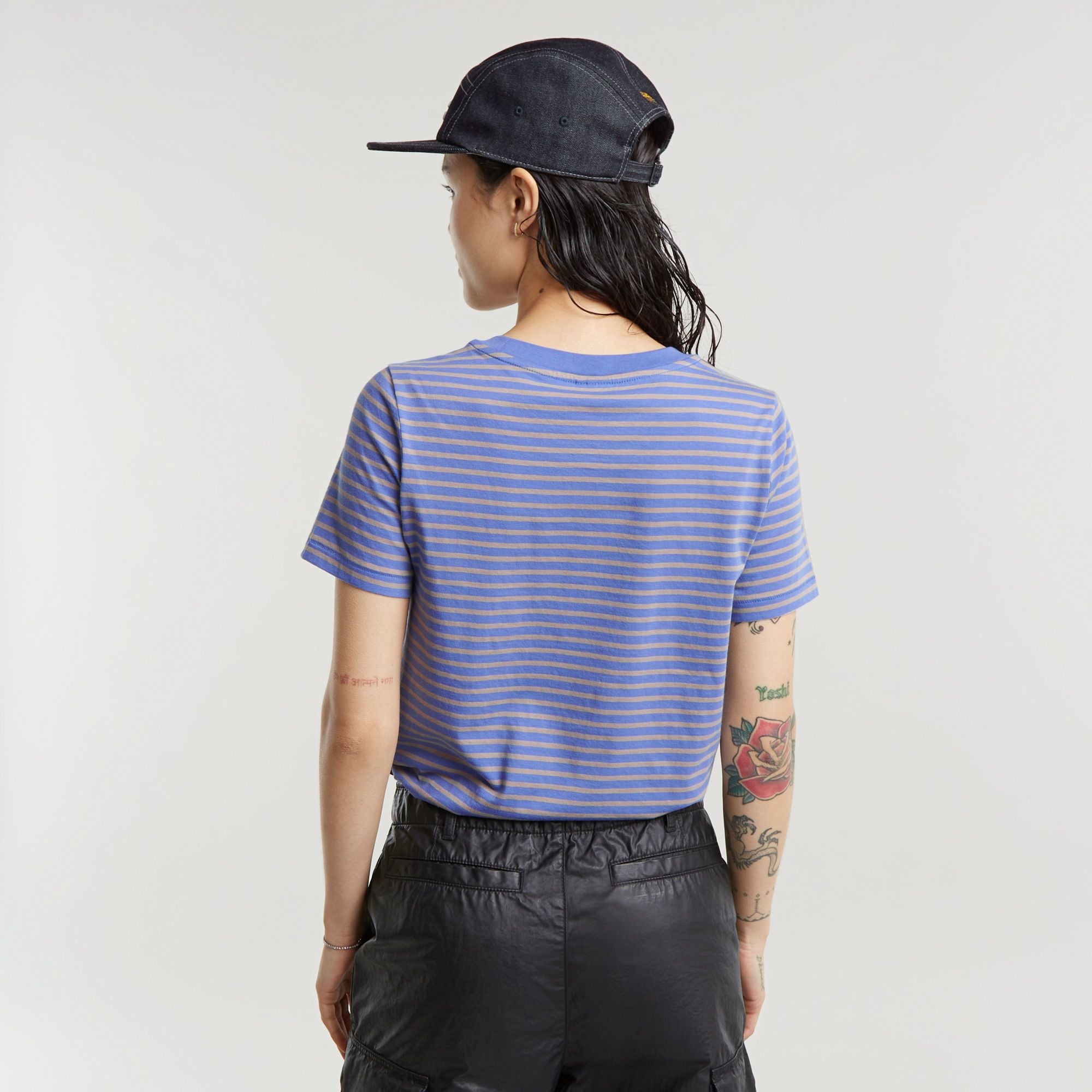 G-Star Raw - Front Seam Stripe R Tee - Wedgewood/Sandstorm Stripe