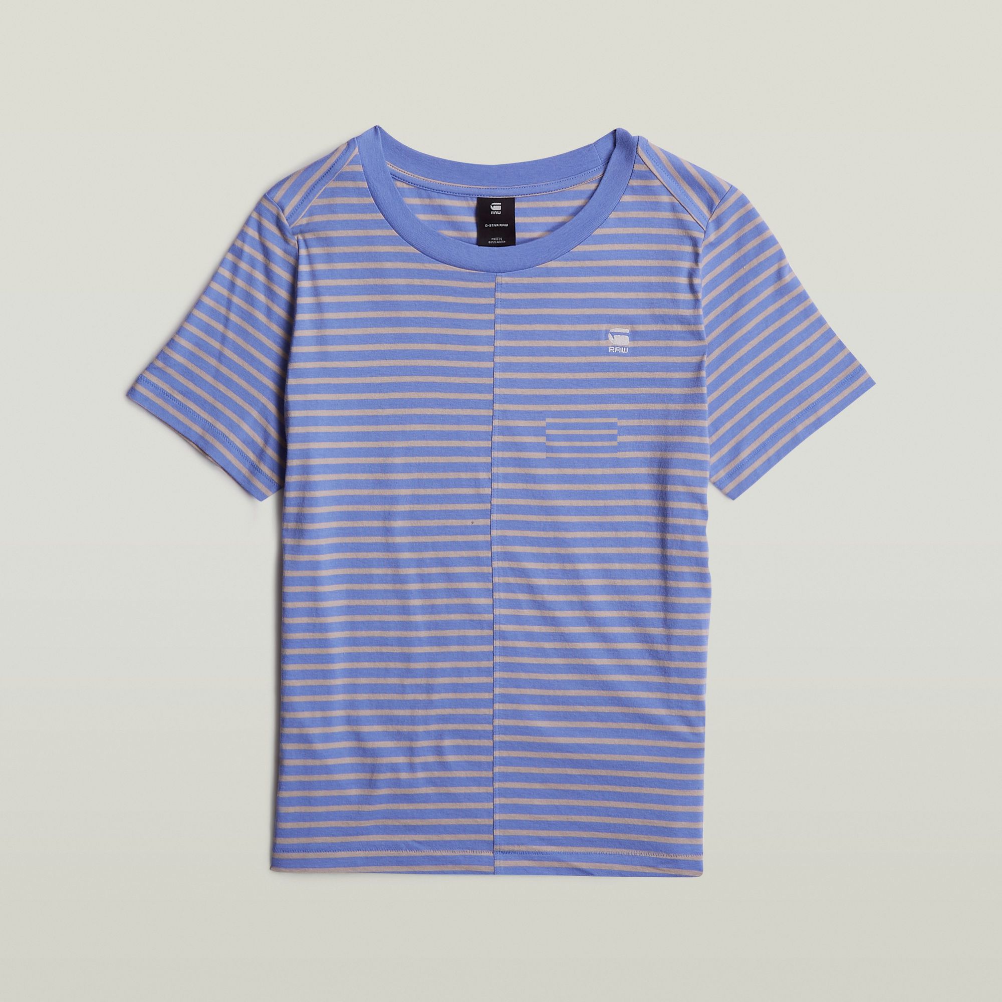 G-Star Raw - Front Seam Stripe R Tee - Wedgewood/Sandstorm Stripe