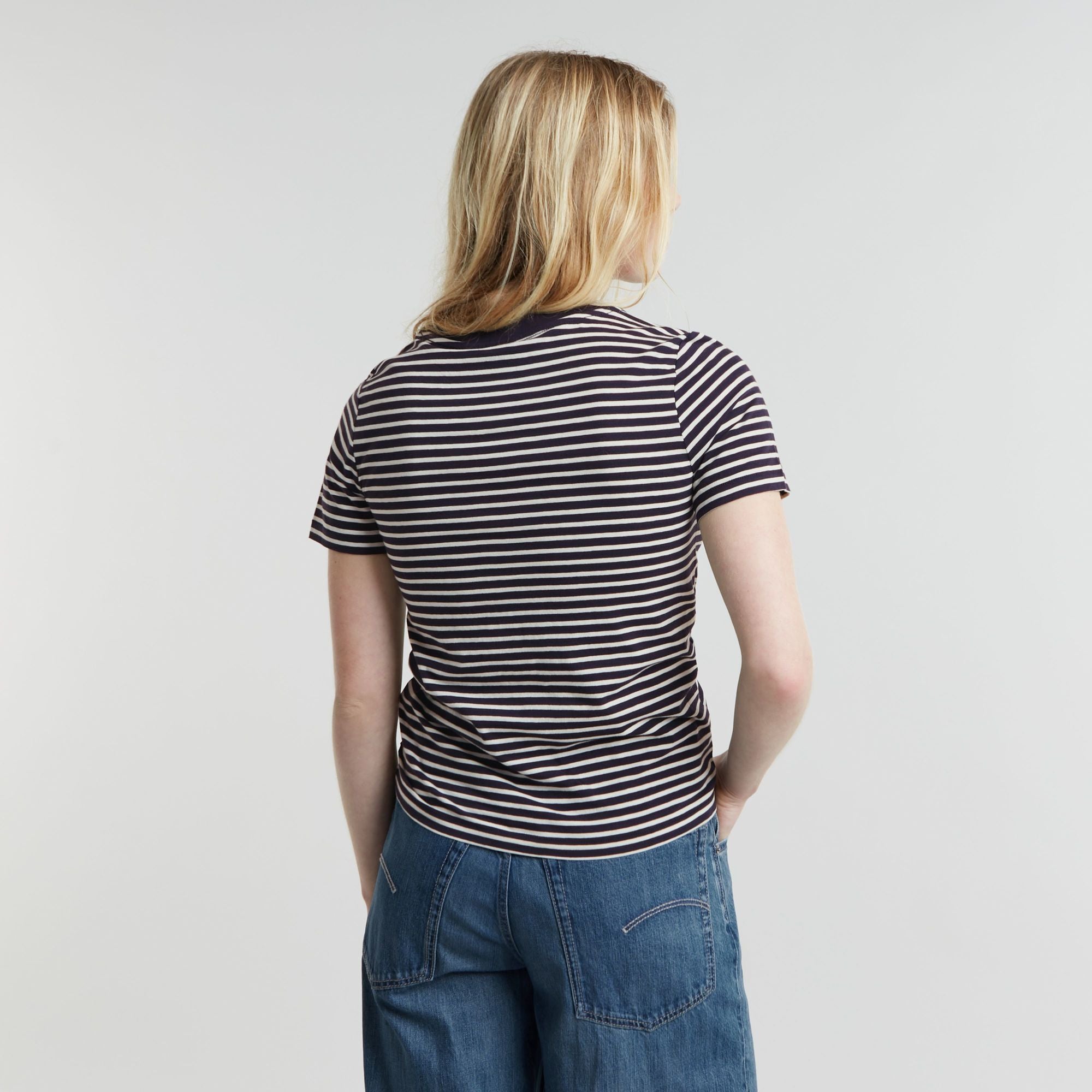 G-Star Raw - Front Seam Stripe R Tee - Osaka Blue/Light Chalk Stripe