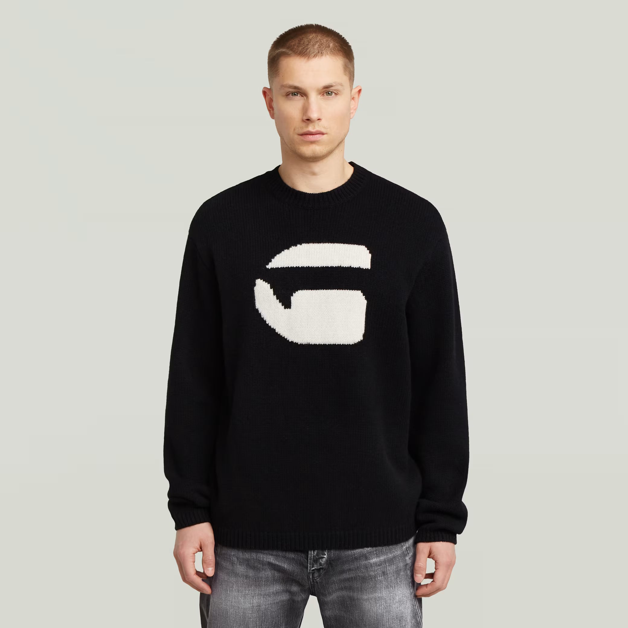 G-Star Raw - G Logo Relaxed Knit Pullover - Dark Black