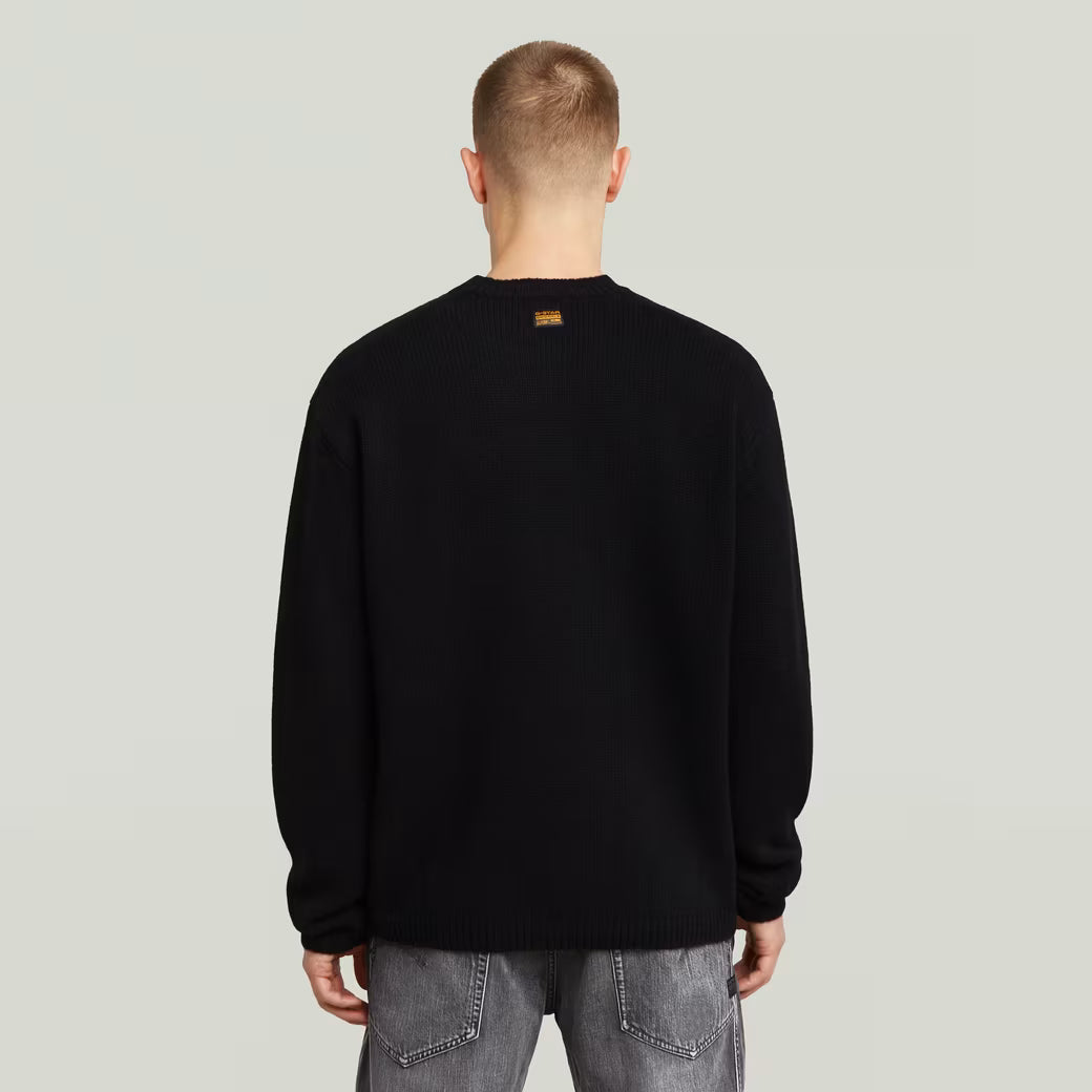 G-Star Raw - G Logo Relaxed Knit Pullover - Dark Black