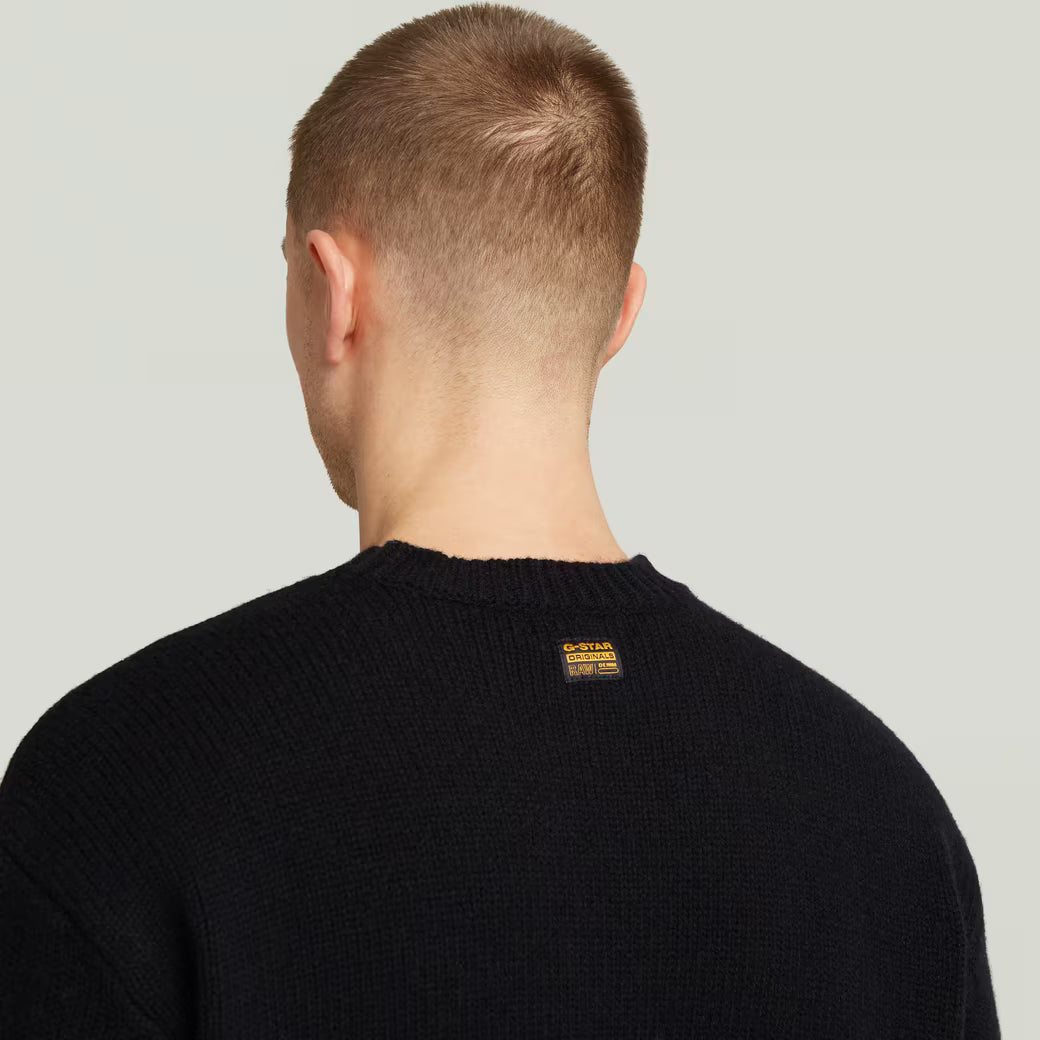 G-Star Raw - G Logo Relaxed Knit Pullover - Dark Black