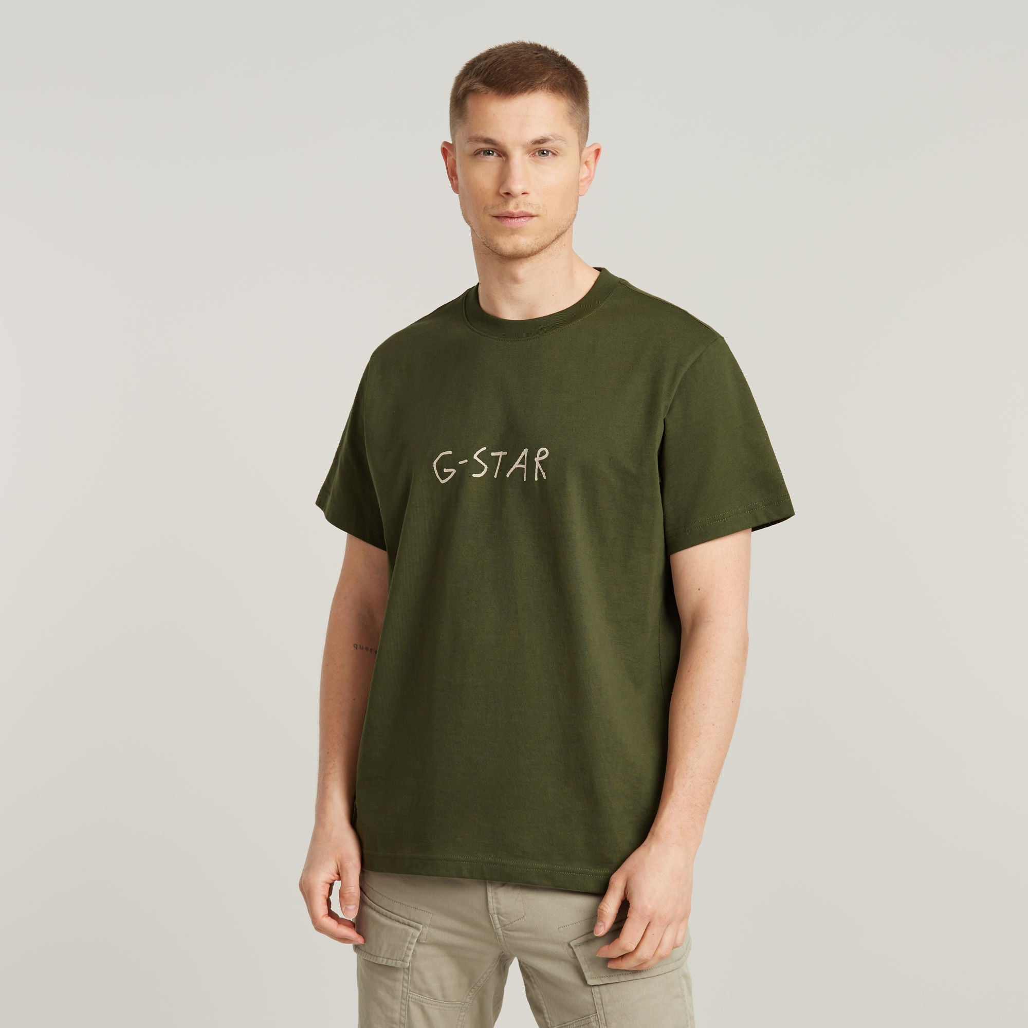 G-Star Raw - Handwriting Back Print Loose Tee - Shadow Olive