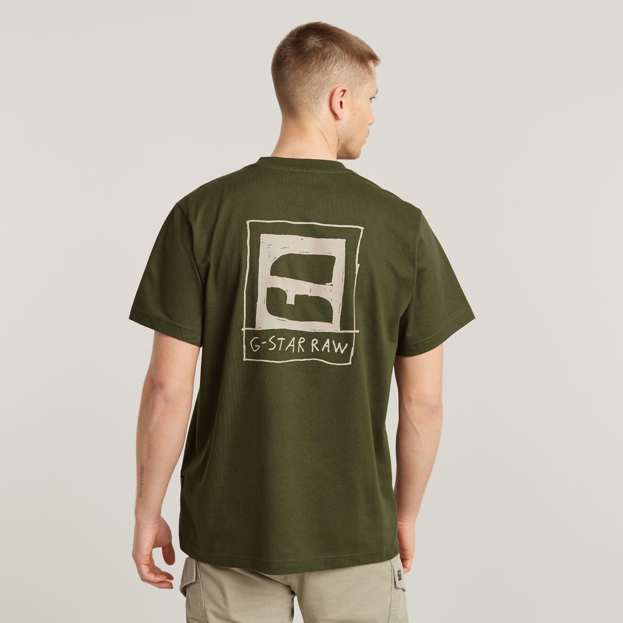 G-Star Raw - Handwriting Back Print Loose Tee - Shadow Olive