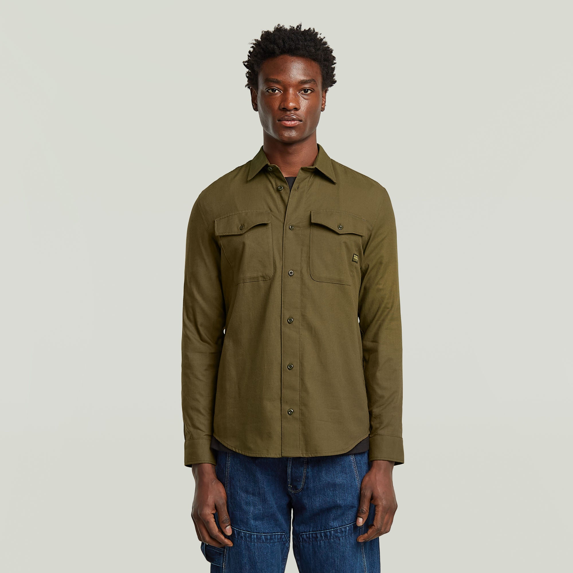G-Star Raw - Marine Slim LS Shirt - Deep Brown/Dark Olive Oxford