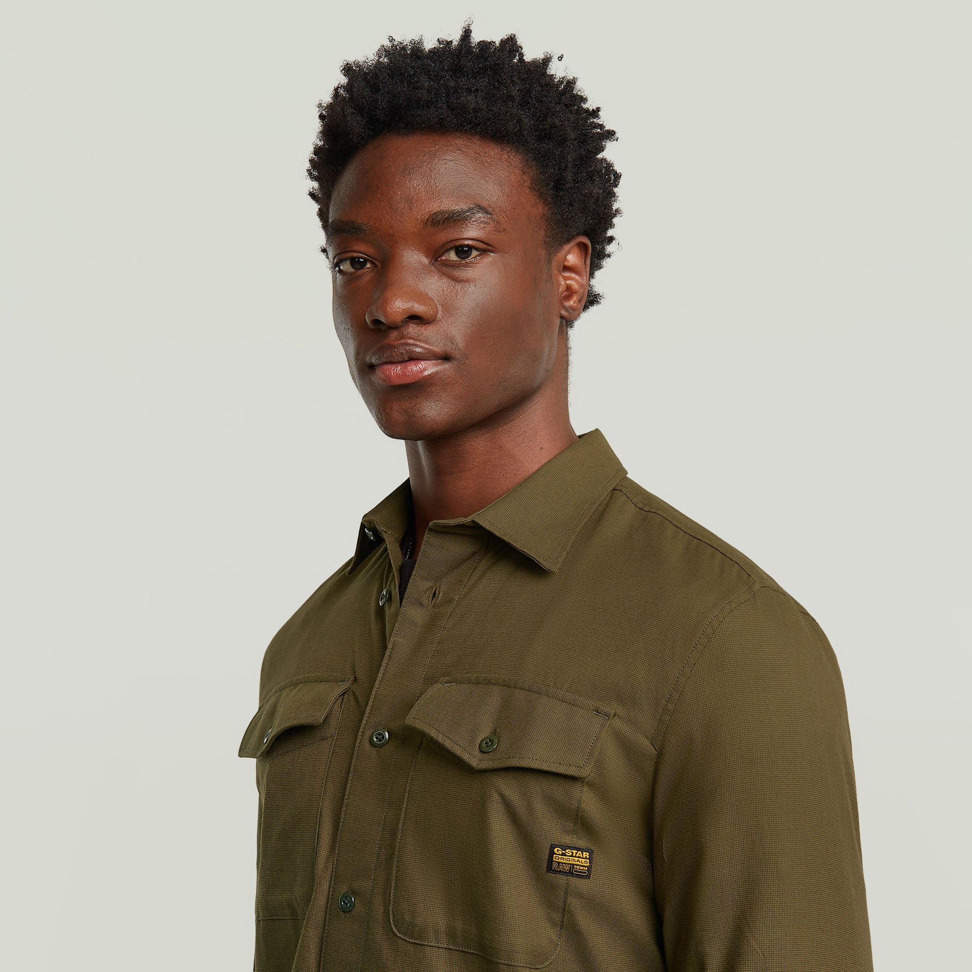 G-Star Raw - Marine Slim LS Shirt - Deep Brown/Dark Olive Oxford