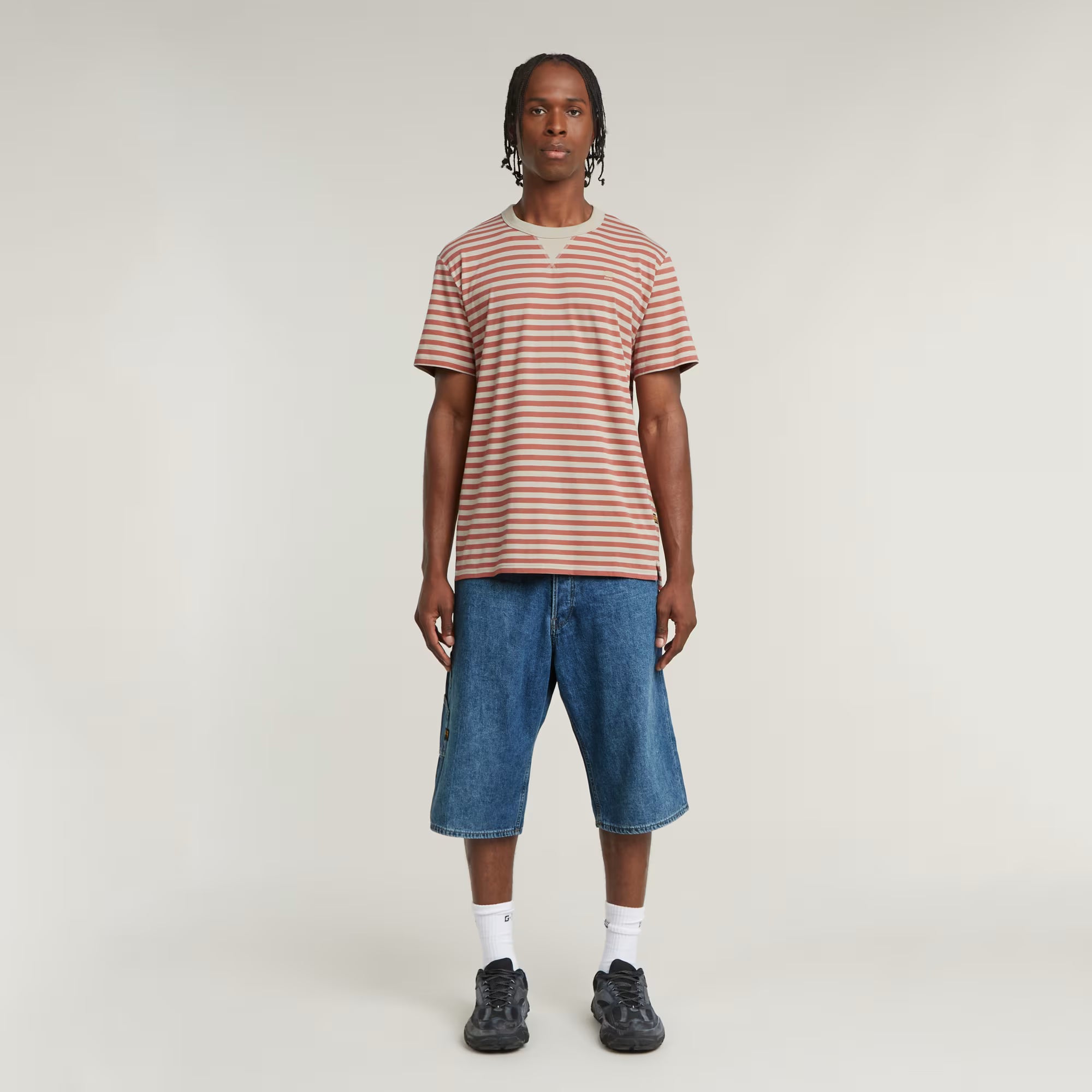 G-Star Raw - Nifous Stripe R Tee - Dark Brick/Etruscan Red Stripe