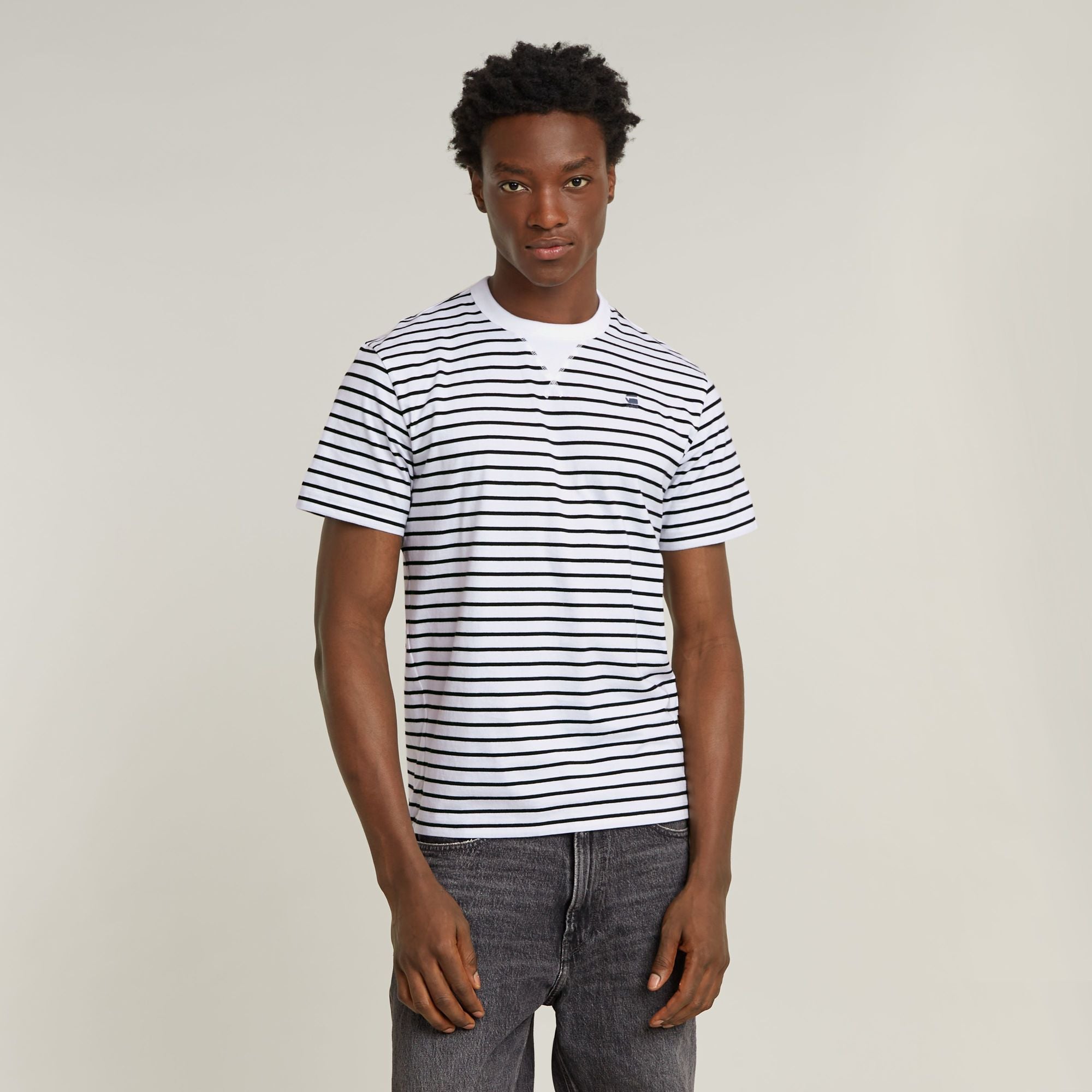 G-Star Raw - Nifous Stripe R Tee - Dark Black/White