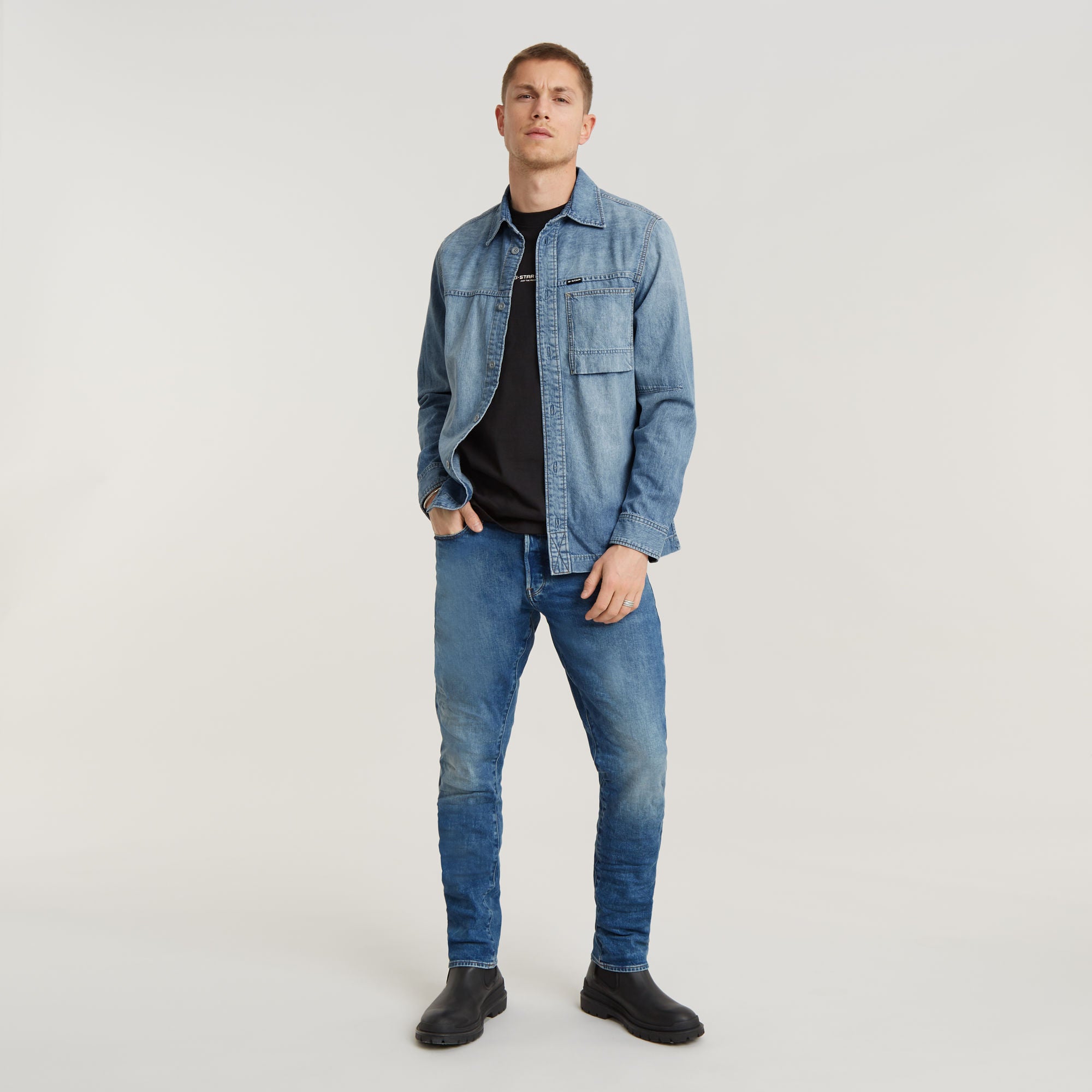 G-Star Raw - 3301 Straight Tapered Jean - Worn In Azure