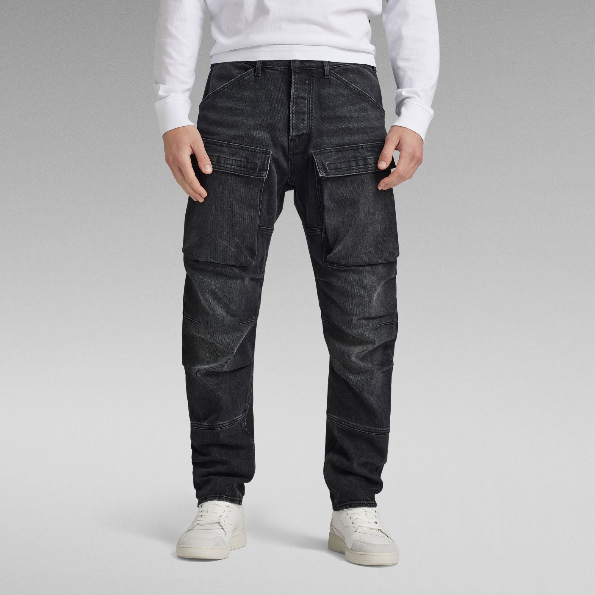 G-Star Raw - 3D Straight Tapered Denim Cargo - Worn In Black Moon