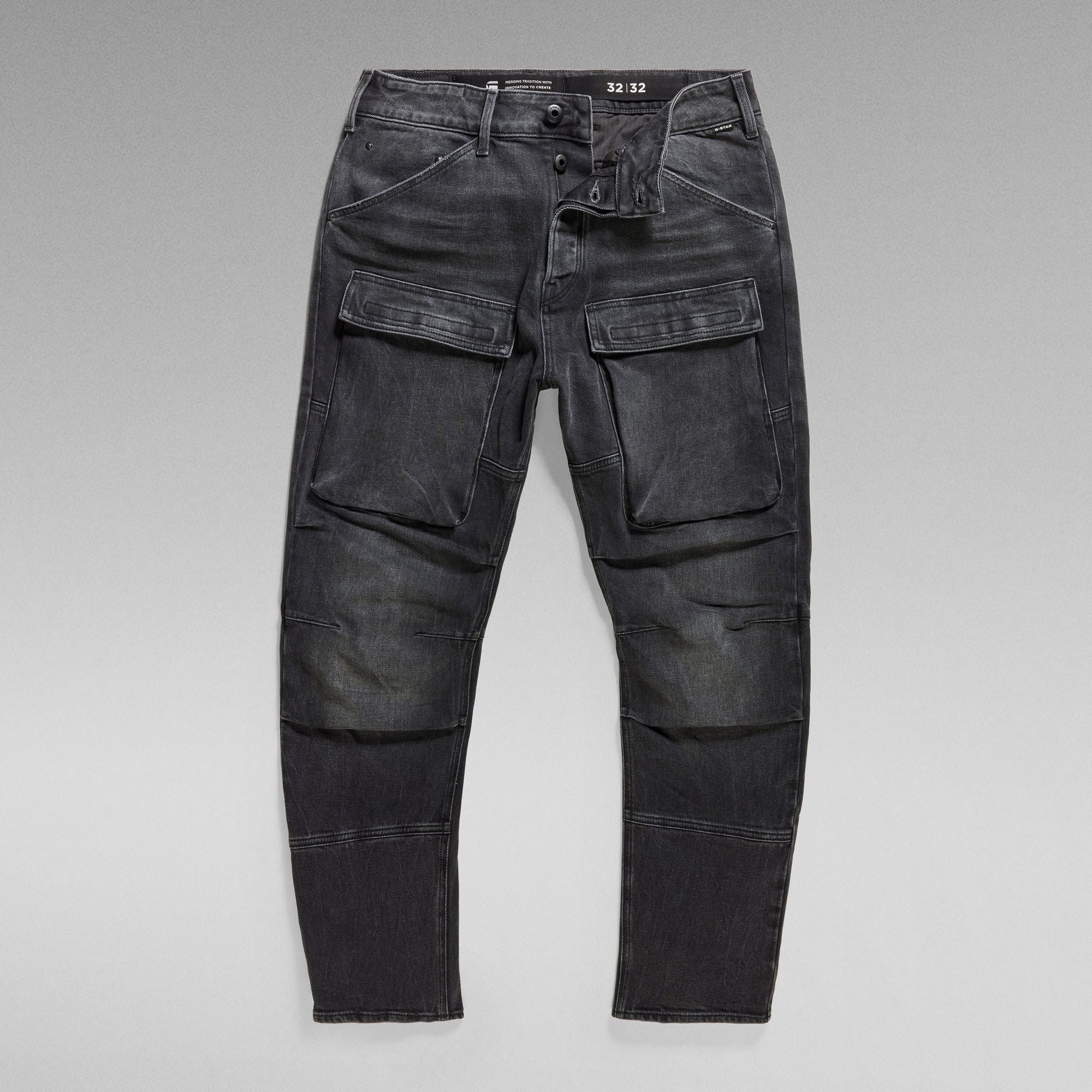 G-Star Raw - 3D Straight Tapered Denim Cargo - Worn In Black Moon