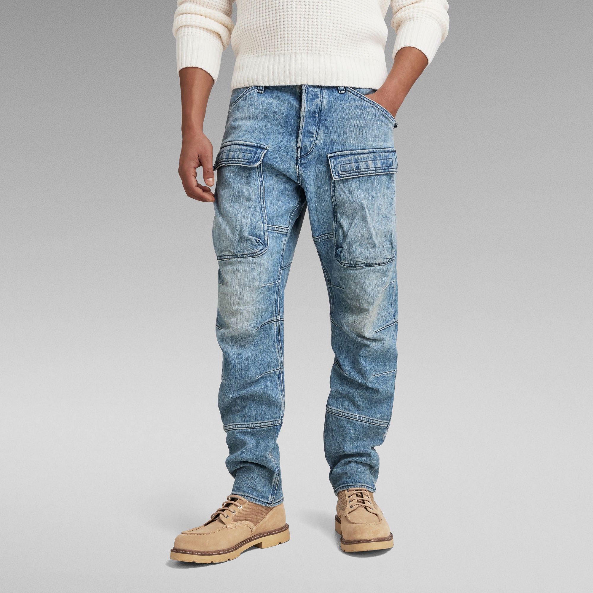 G-Star Raw Relaxed Tapered Navy Cargo Jeans – Puffer Reds