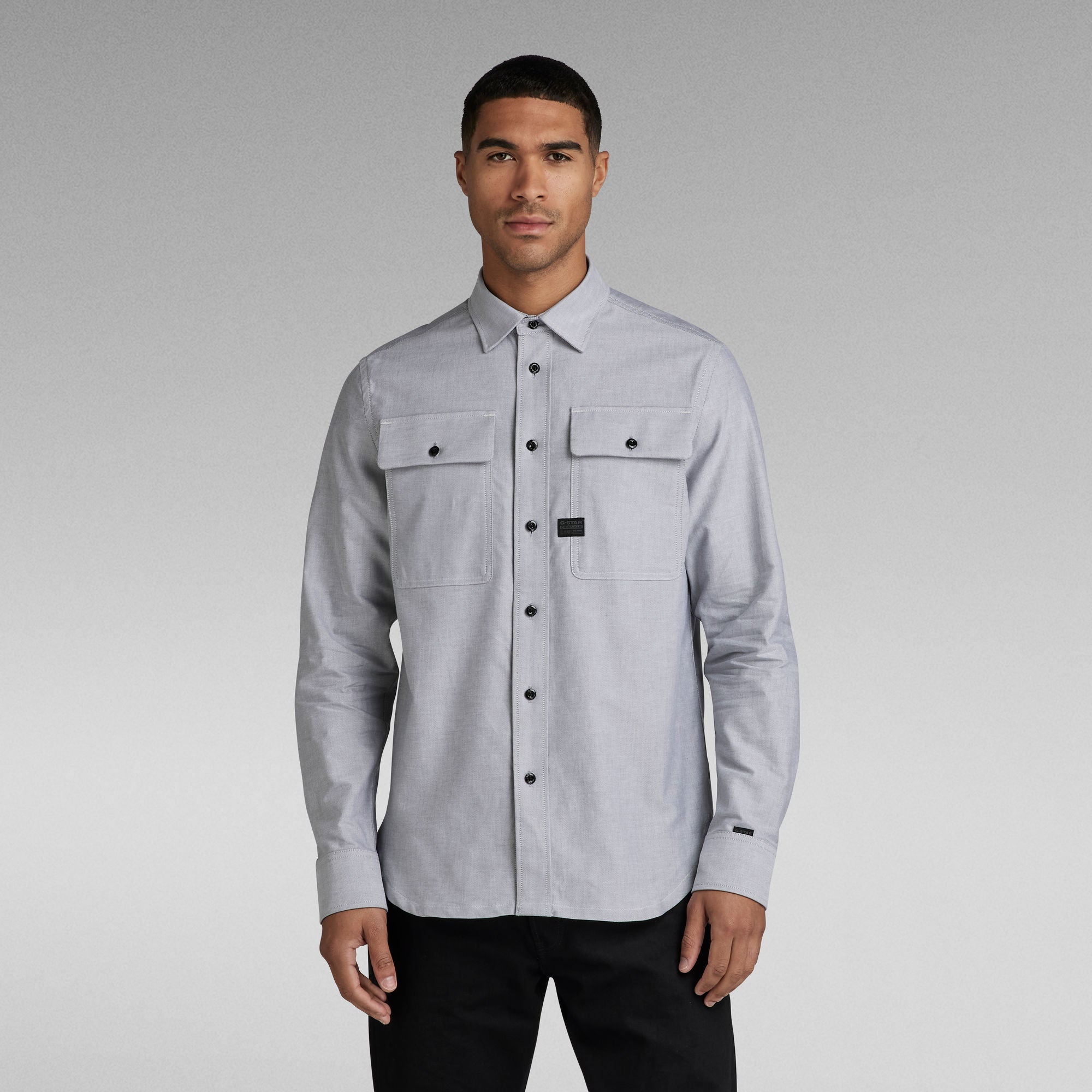 G-Star Raw - CPO Regular LS Shirt - Correct Grey/White Oxford