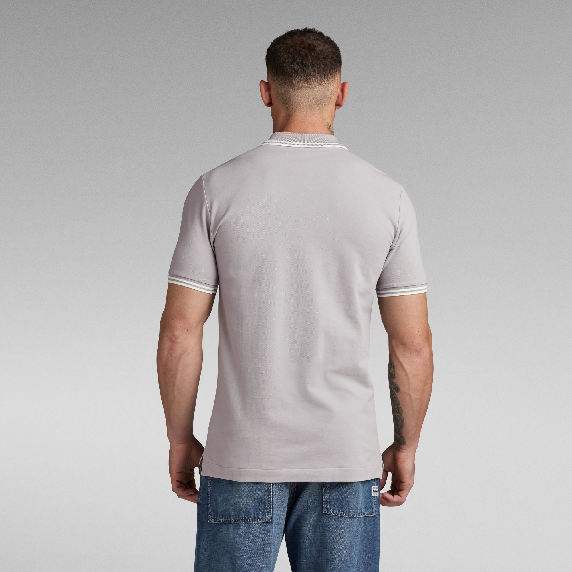 G-Star Raw - Dunda Slim Stripe SS Polo - Grey Alloy