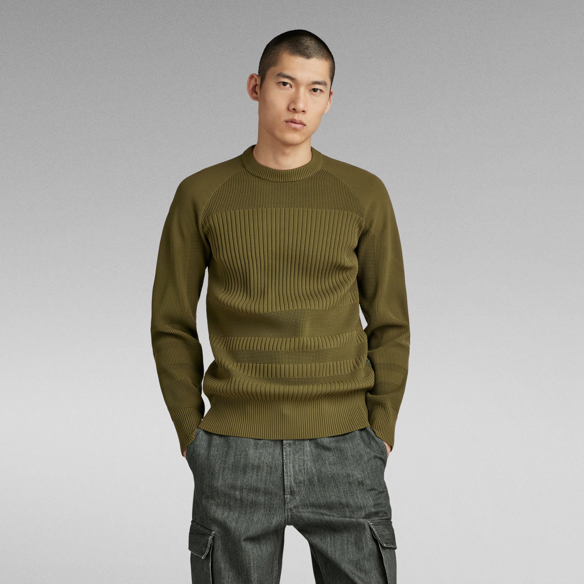 G-Star Raw - Engineered Knitted Sweater - Dark Olive