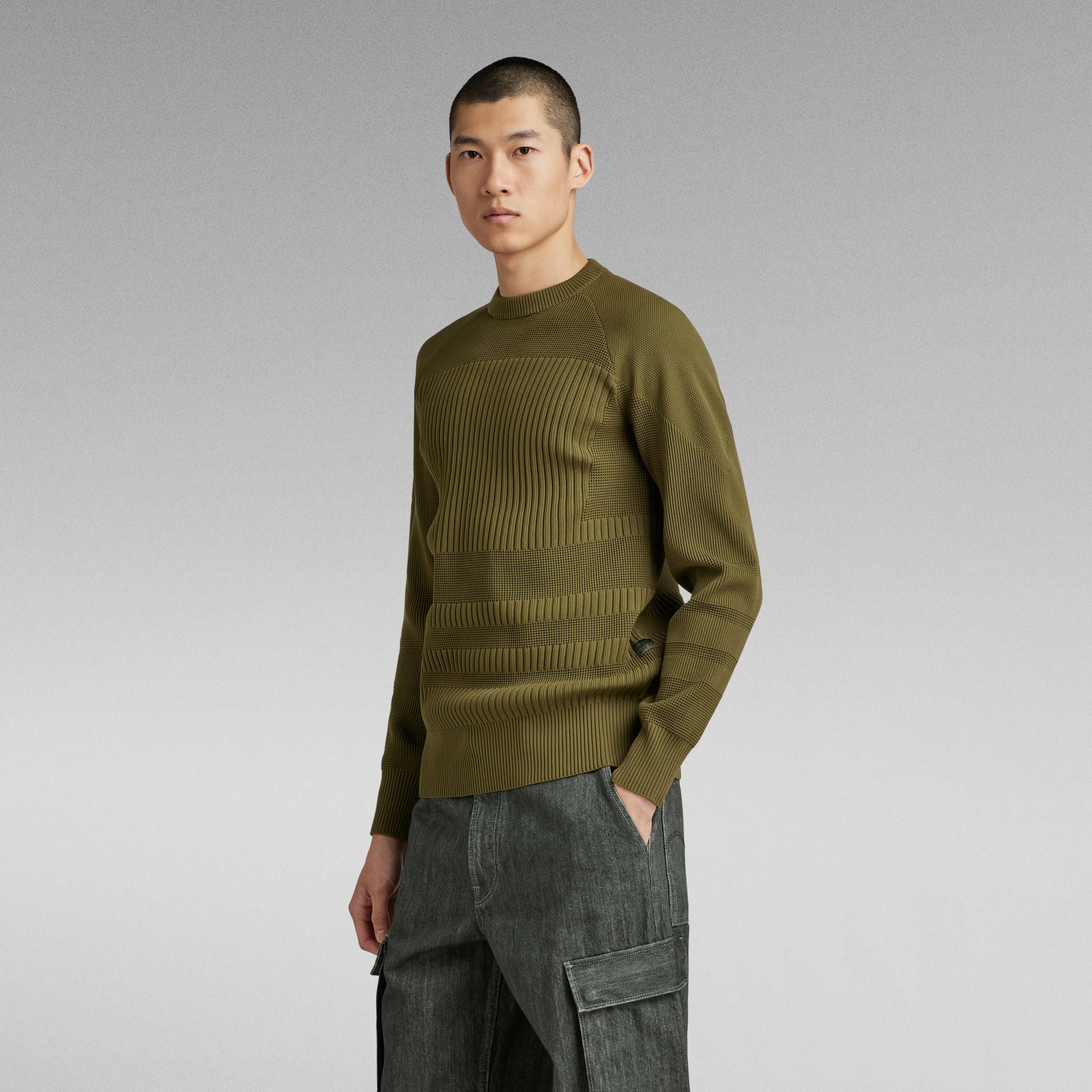 G-Star Raw - Engineered Knitted Sweater - Dark Olive