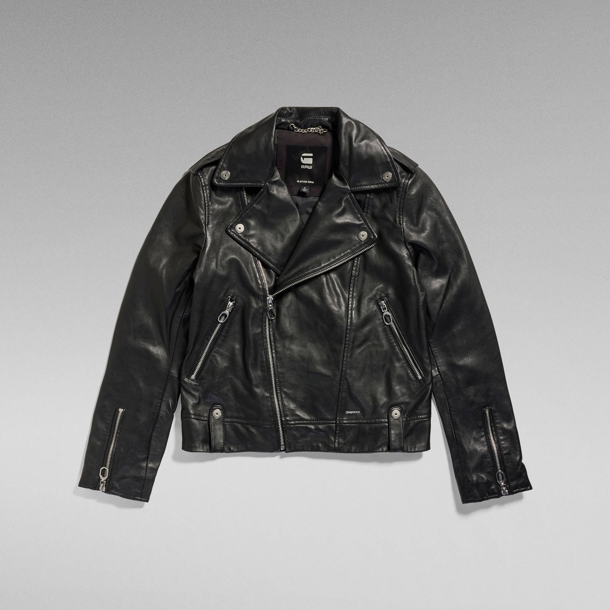 G-Star Raw - Leather Biker Jacket - Dark Black