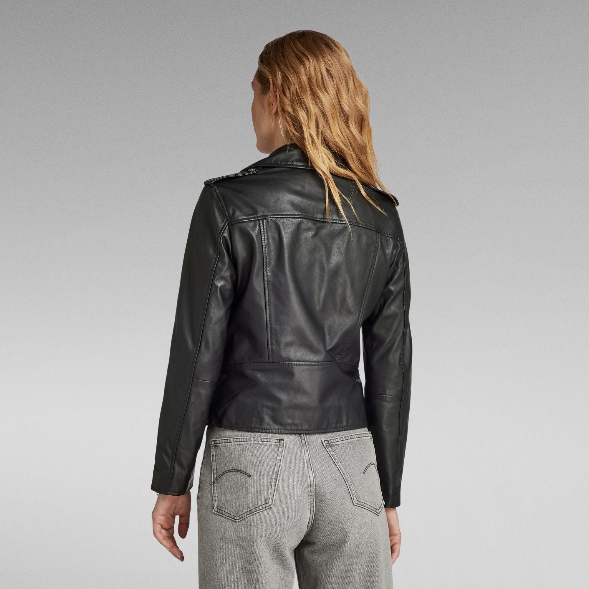 G-Star Raw - Leather Biker Jacket - Dark Black