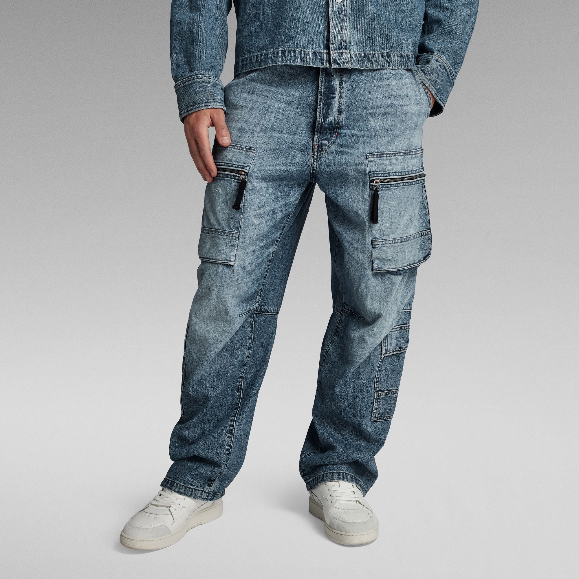 G-Star Raw - Multi Pocket Cargo Relaxed Jean - Faded Denali Blue Destroyed