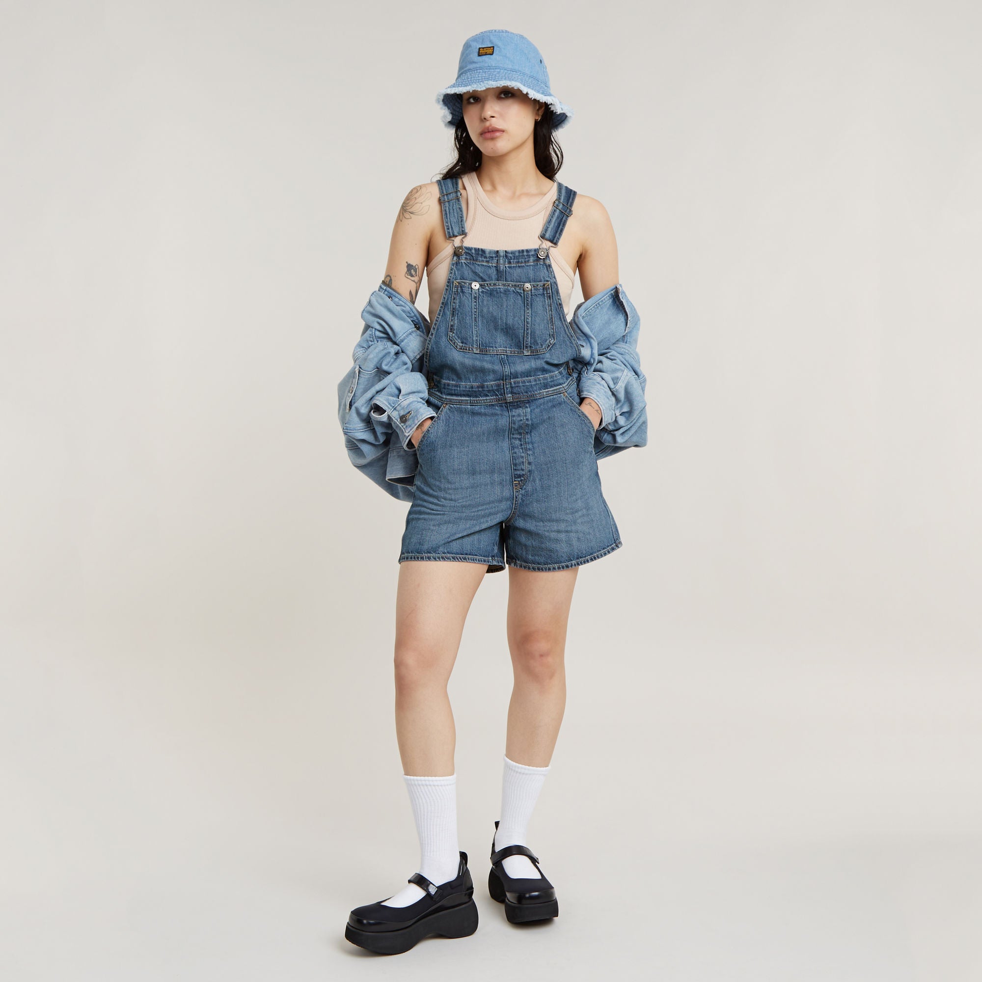 G-Star Raw - Short Dungaree - Faded Cliffside Blue