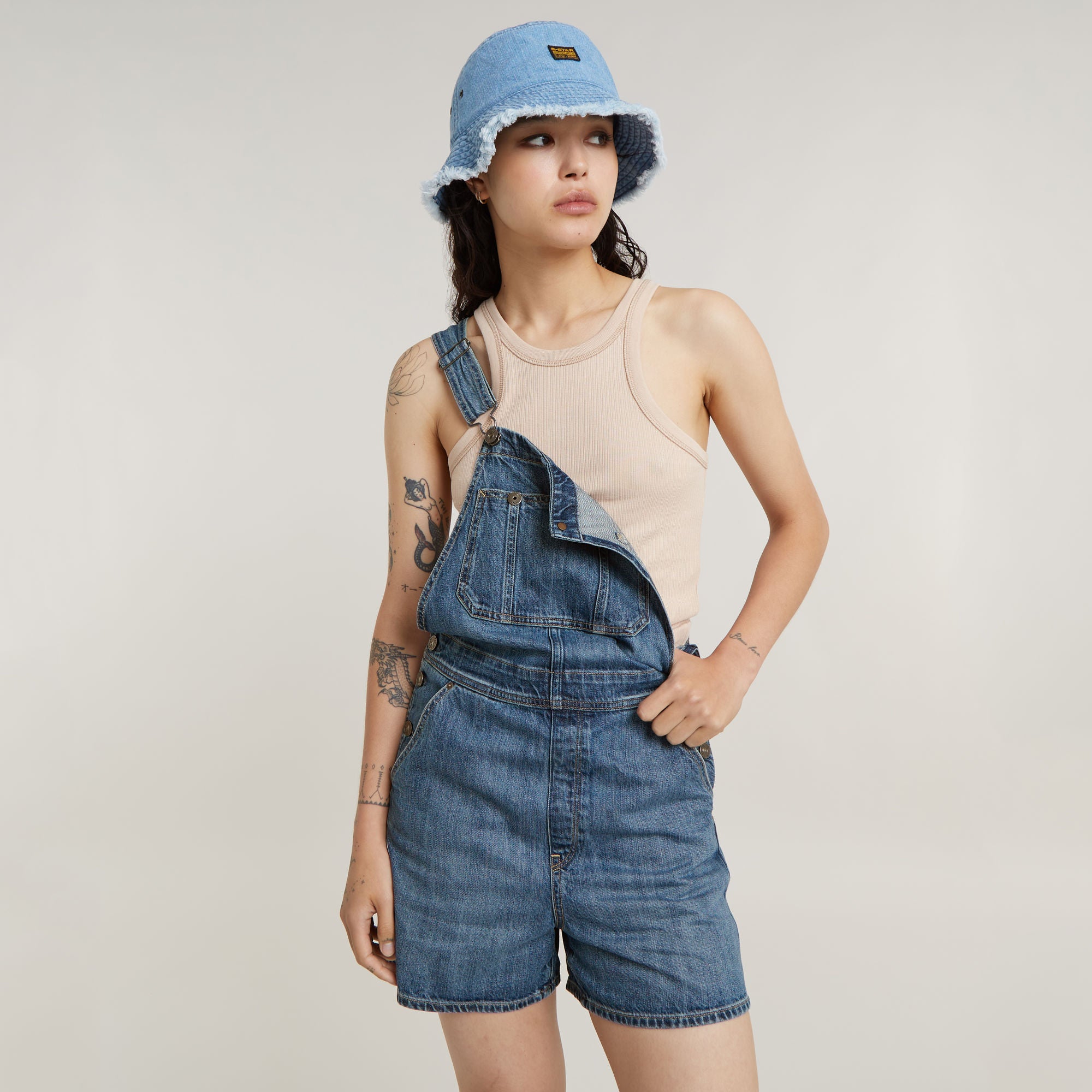 G-Star Raw - Short Dungaree - Faded Cliffside Blue